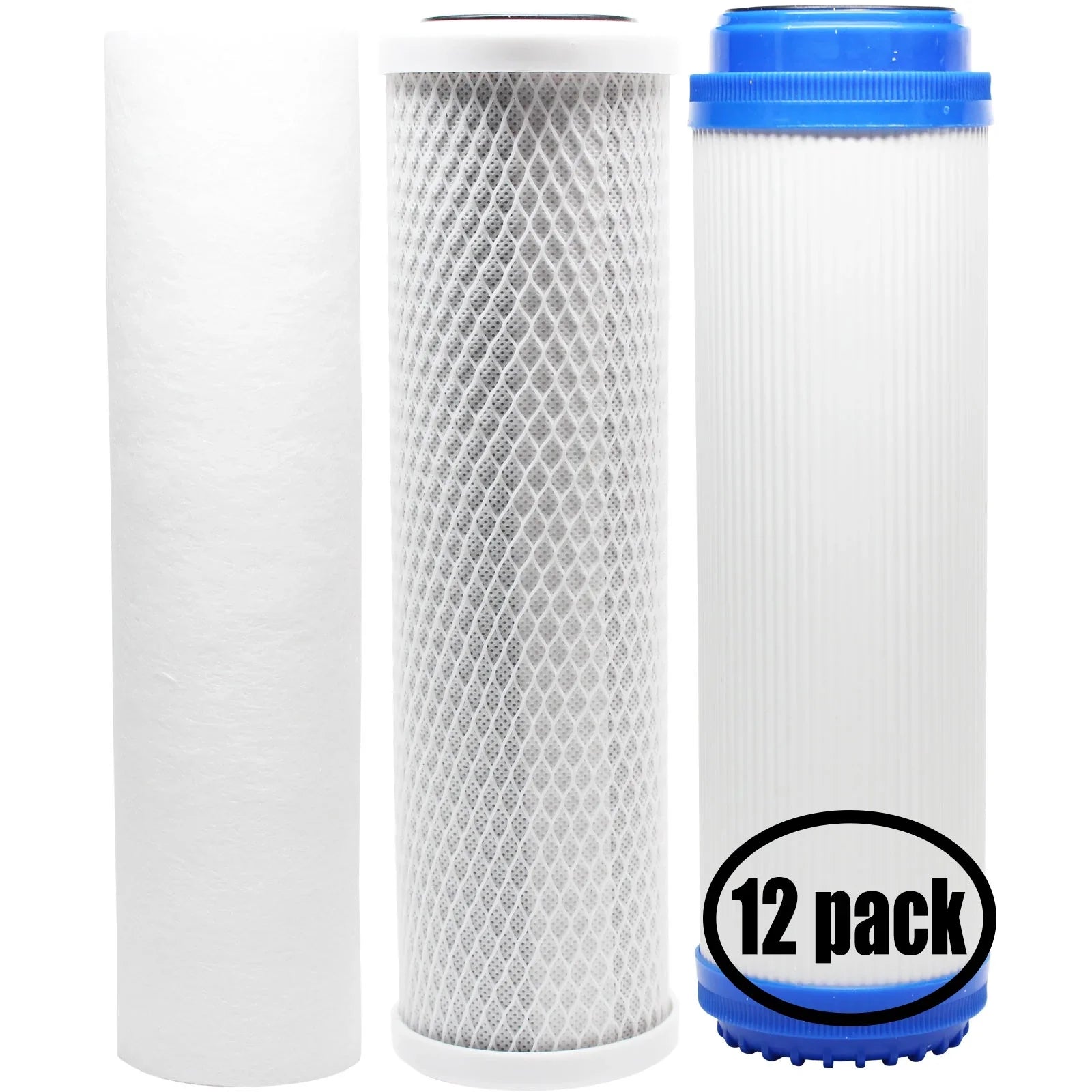 12-Pack Replacement for Filter Kit for Pentek 150072 RO Sizeystem - Includes Carbon Block Filter, PP Sizeediment Filter & GAC Filter - Denali Pure Brand
