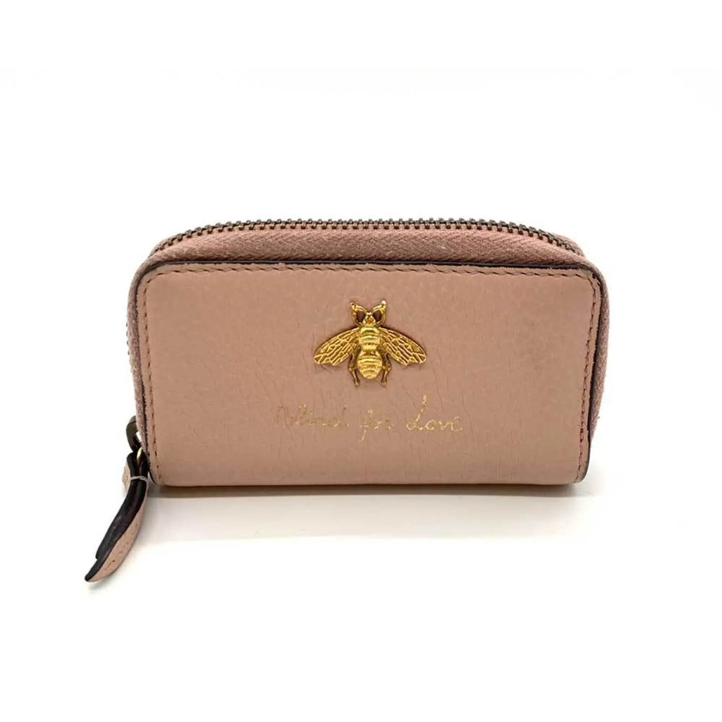 Pre-Owned Gucci Accessories Animalier Coin Case Pink Purse Key Round Bee Motif Ladies Leather 498096 GUCCI (Good)
