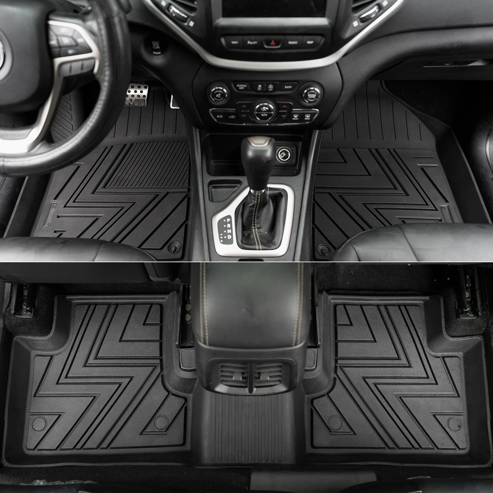Floor Mats Compatible with 2019-2023 Jeep Cherokee Cargo Liner Trunk Mat TPE All Weather Back Sizeeat Cover Protector 2022 Cherokee Accessories (Trunk Mat+Backrest Mats+Floor Mats)