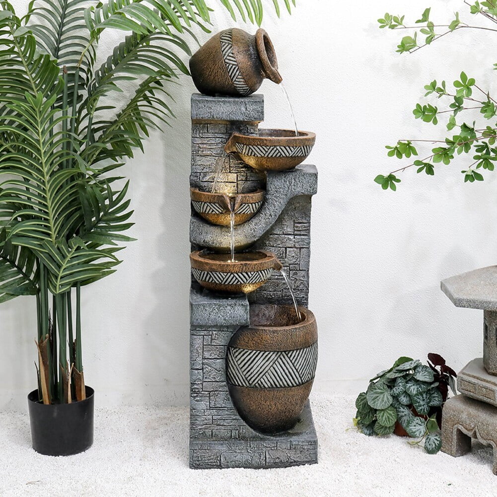 LivEditor Garden Water Fountain, Resin Fountain for Home Garden Decor