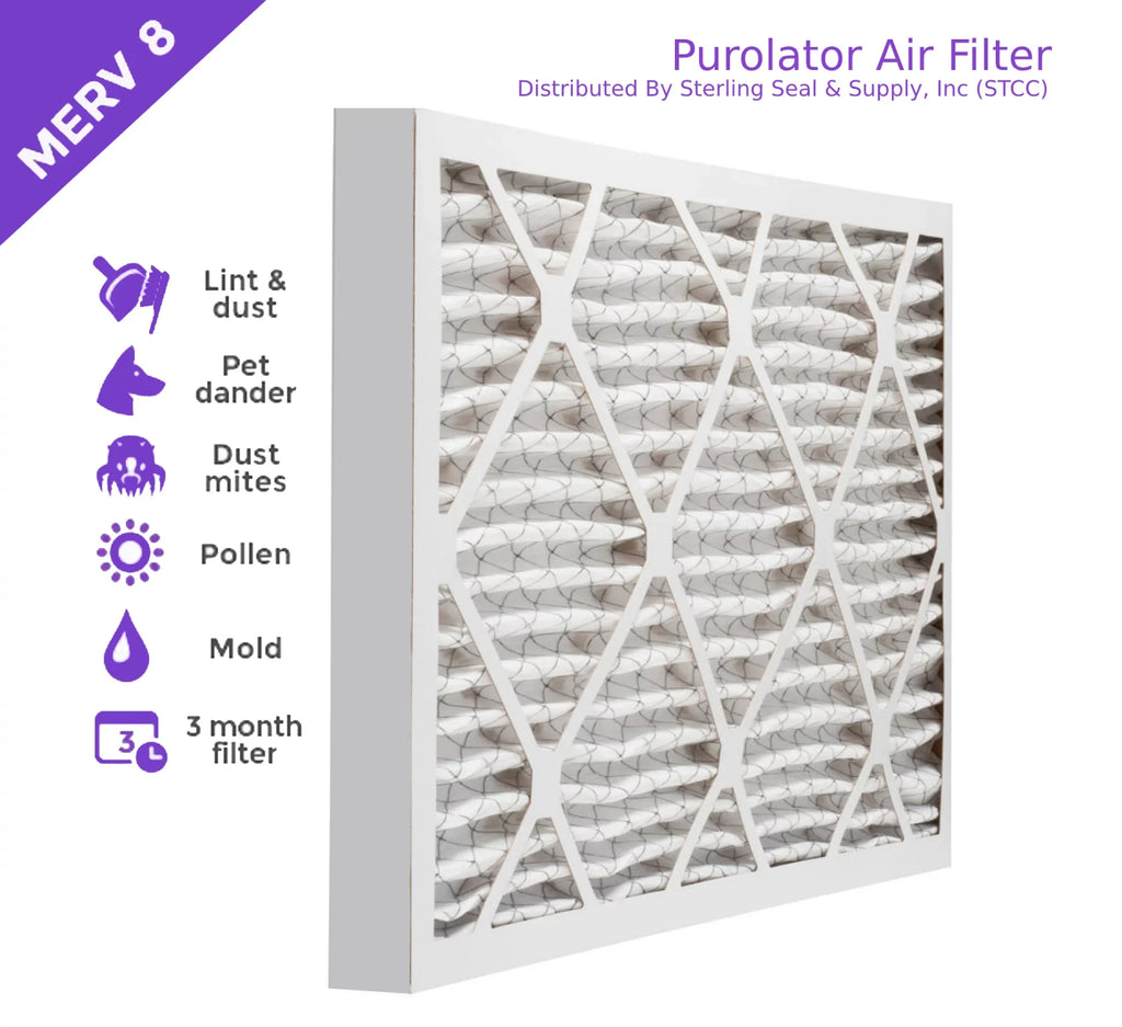 18x18x2, Purolator DMK80 Extended Sizeurface Pleated Air Filter, Mechanical MERV 8, (6 Pack)