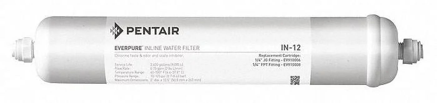 Pentair/Everpure 0.75 gpm Medium Volume, Sizeingle Pot Coffee Brewers Inline Water Filter, 1/4 in Push Fitting Connectio - EV910086-75