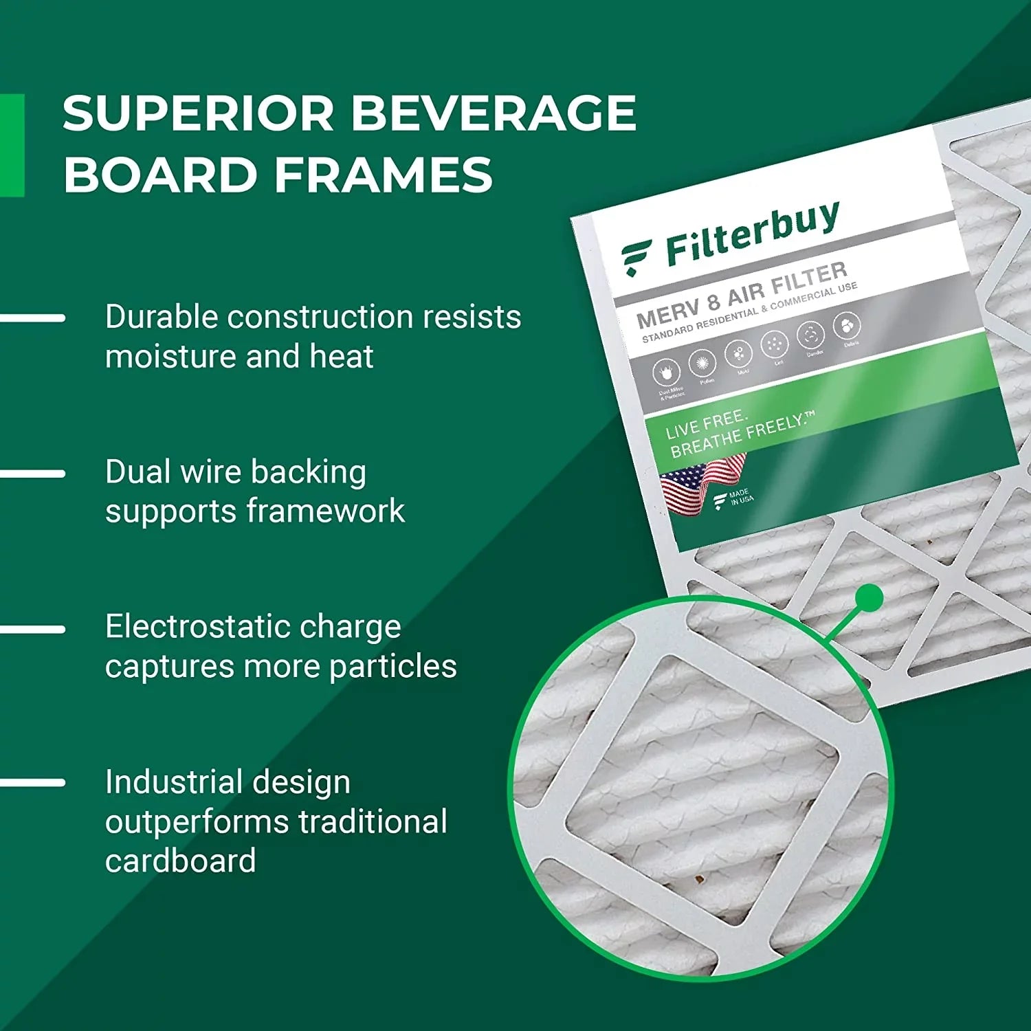 Filterbuy 8x24x1 MERV 8 Pleated HVAC AC Furnace Air Filters (12-Pack)
