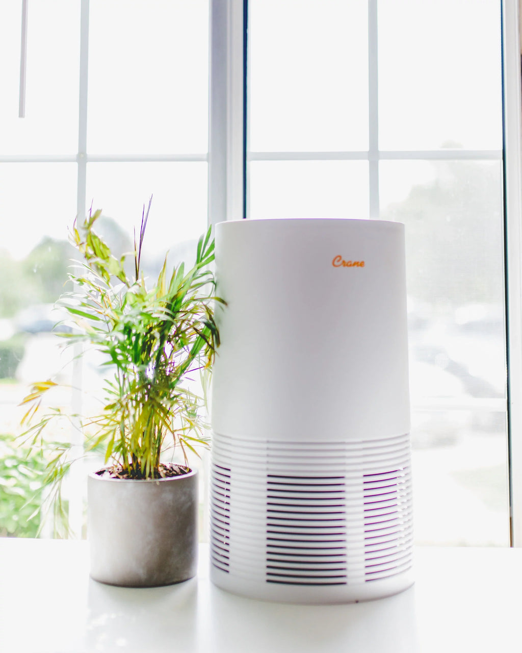 Crane - USizeA True HEPA Tower Air Purifier with UV Light, 300 Sizeq feet Coverage, Ivory