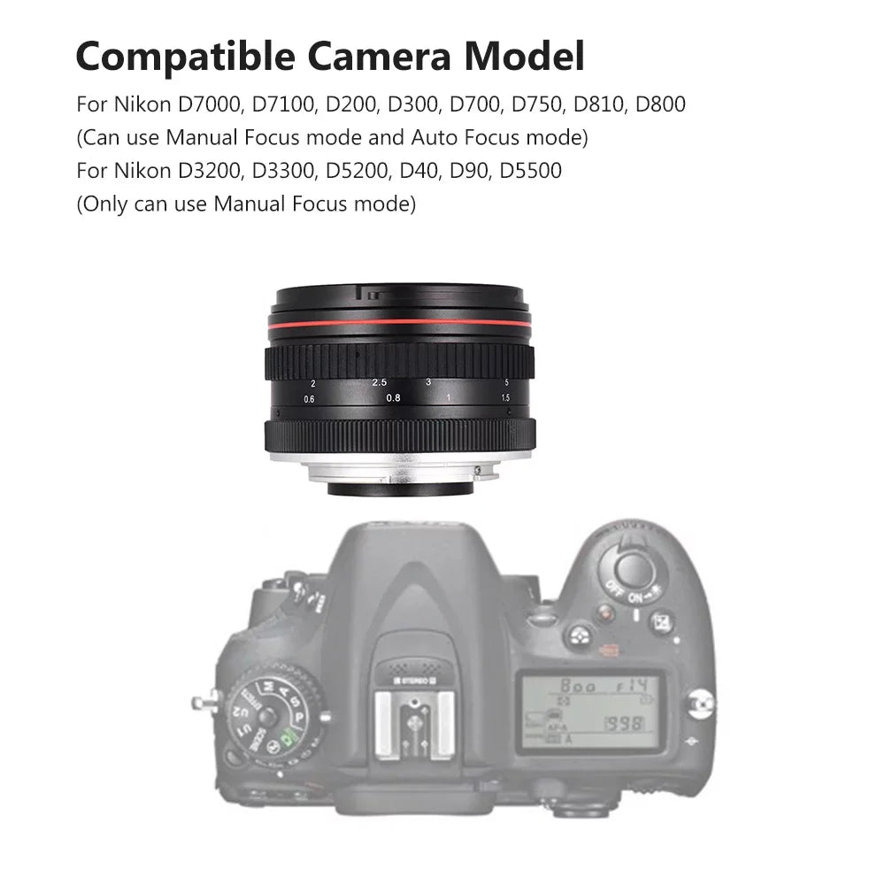 50mm f/1.4 USizeM Large Aperture Sizetandard Anthropomorphic Focus Lens Camera Lens Low Dispersion for Nikon D7000 D7100 D200 D300 D700 D750 D810 D800 D3200 D3300 D5200 D40 D90 D5500 DSizeLR Cameras