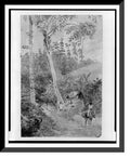 Historic Framed Print, Plantain Walk - Bookkeeper - Watchman and Hut - man with casks of water.greattoe in stirrup, 17-7/8" x 21-7/8"