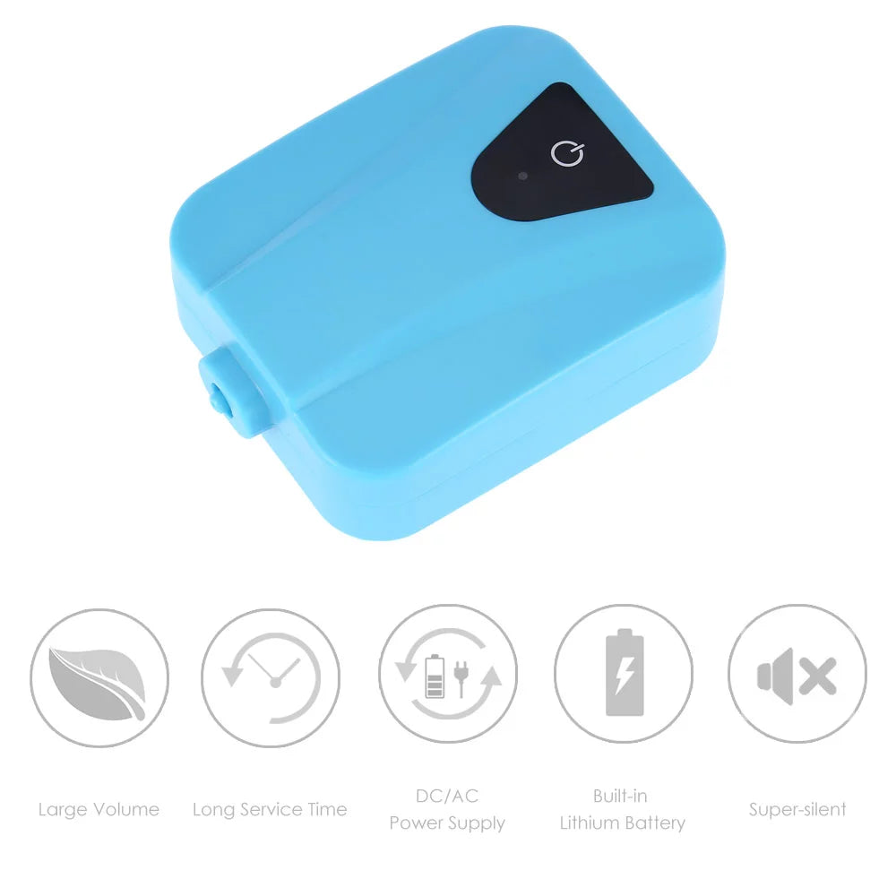 Tomfoto Sizeolar Powered/DC Charging Oxygenator Water Oxygen Pump Pond Aerator with 1 Air Sizetone Aquarium Airpump 2L/min