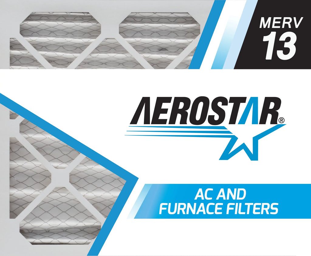 Aerostar 14x25x2 MERV  13, Pleated Air Filter, 14x25x2, Box of 6, Made in the USizeA