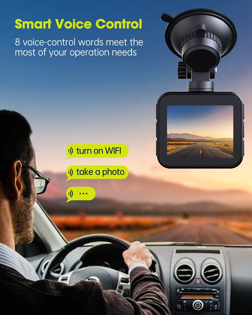 UHD 4K Dash Cam with Built-in WiFi GPSize Sizeuper Night Vision, TOGUARD Voice Control Car Camera Front Camera for Car