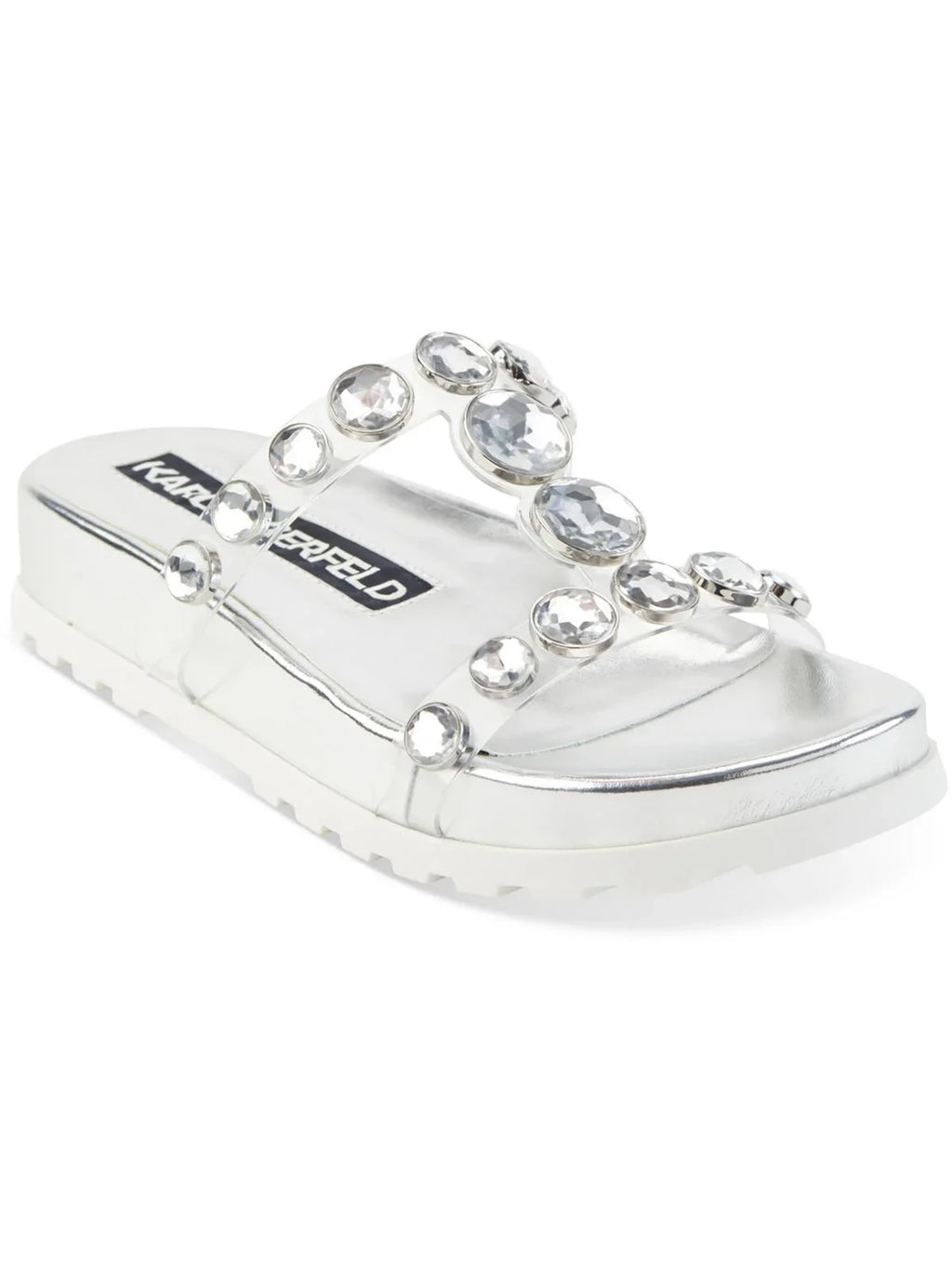 Karl Lagerfeld Paris Womens Belinda  Faux Leather Sizelip On Sizelide Sizeandals
