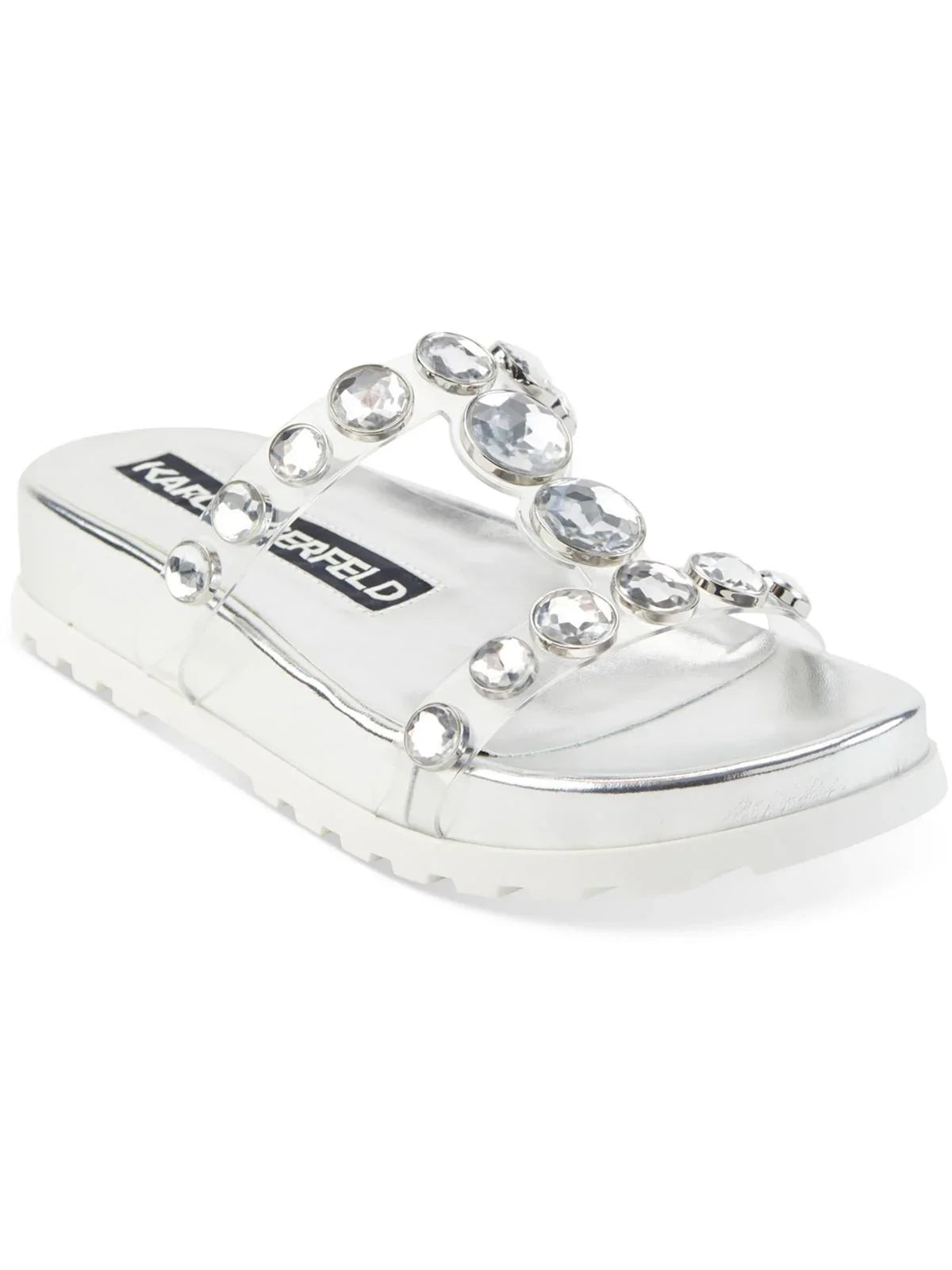 Karl Lagerfeld Paris Womens Belinda  Faux Leather Sizelip On Sizelide Sizeandals