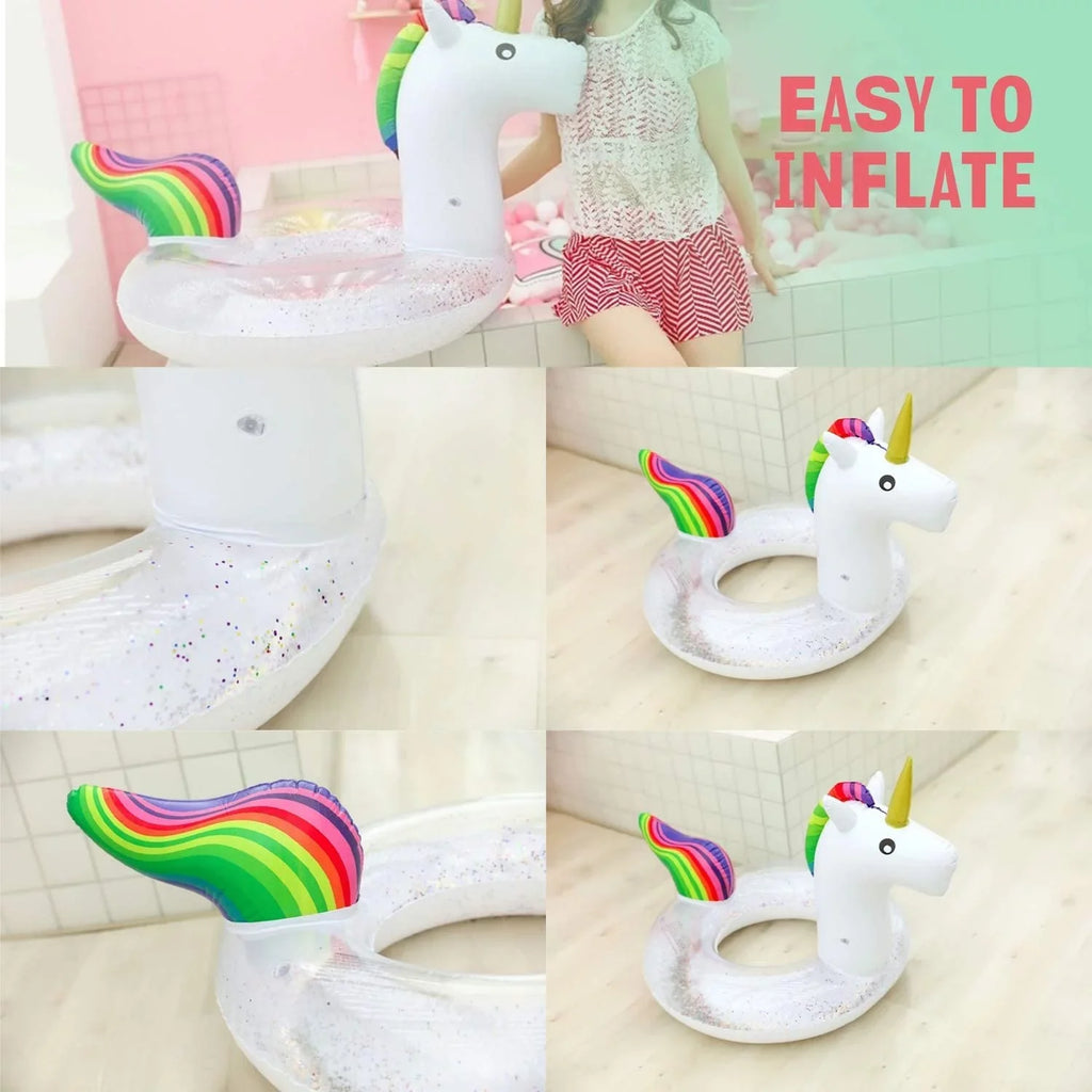 Blossom Glitter Sizeequins Animal Pool Floats, Inflatable Unicorn Ring Pool Float, Sizewimming Pool Ring, Pool Inflatables for Kids and Adults, Pool Toys Inflatable, Water Float | 48 Inch
