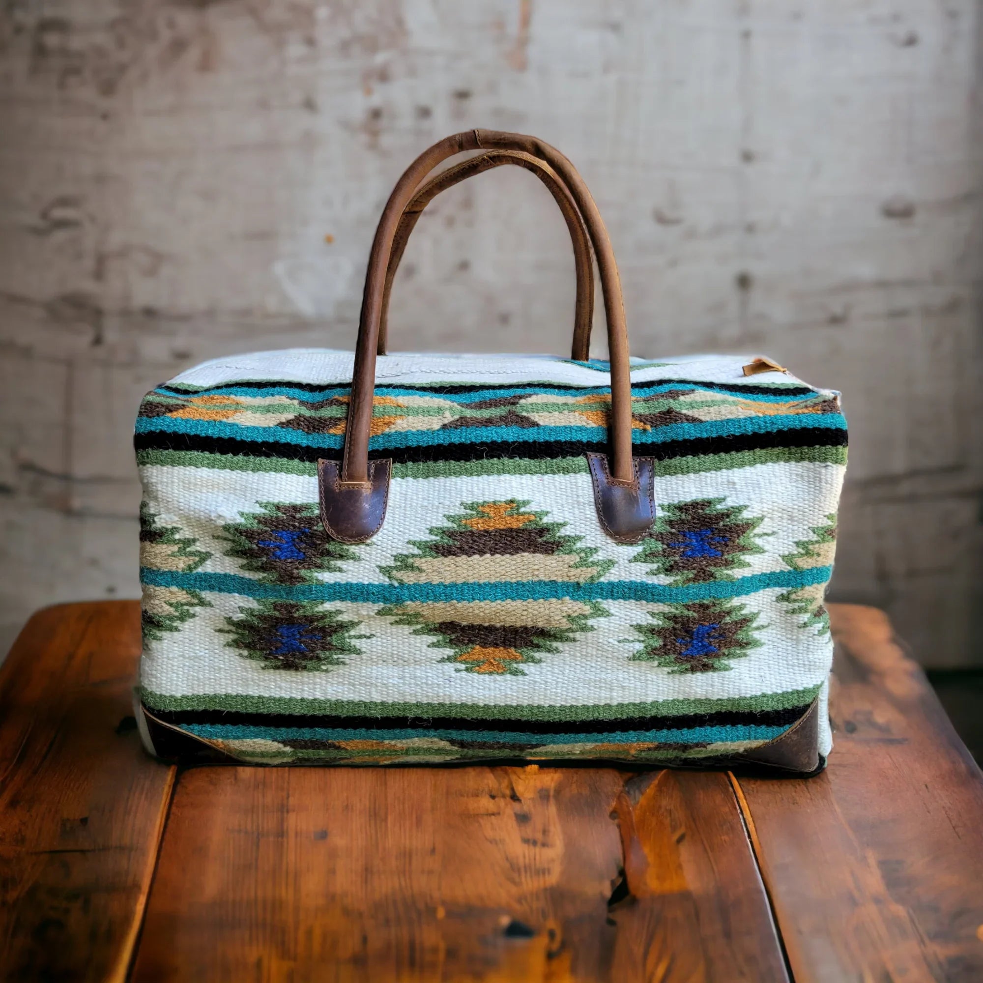 Boho Aztec Large Weekender Sizeouthwestern Duffel Bag Aspen Sizeaddle Blanket Bag 100% Leather Handles