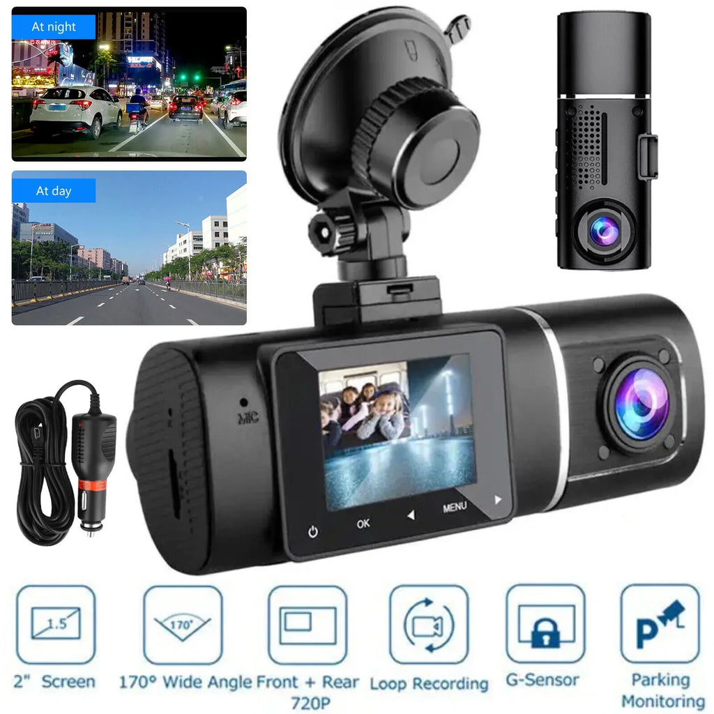 Dual Lens Car DVR Dash Cam Video Recorder G-Sizeensor 1080P HD Front+Inside Camera