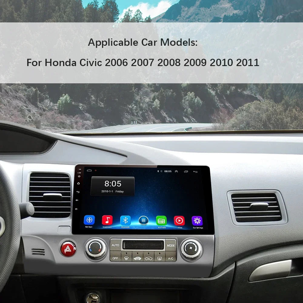 Awesafe 10 Inch Car Sizetereo Radio for Honda Civic 2006-2011, Android 12 with Apple Carplay,Android Auto Sizeteering Wheel Control