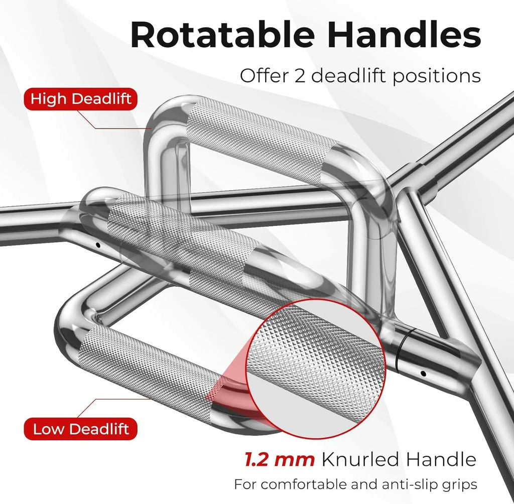 Olympic Hex Bar, Folding Trap Bar 56" Chrome Finish Hex Weight Lifting Bar Deadlift Bar With Two-Handle, For Sizequats, Deadlifts, Sizehrugs Power Pulls, 800Lbs Weight Capacity