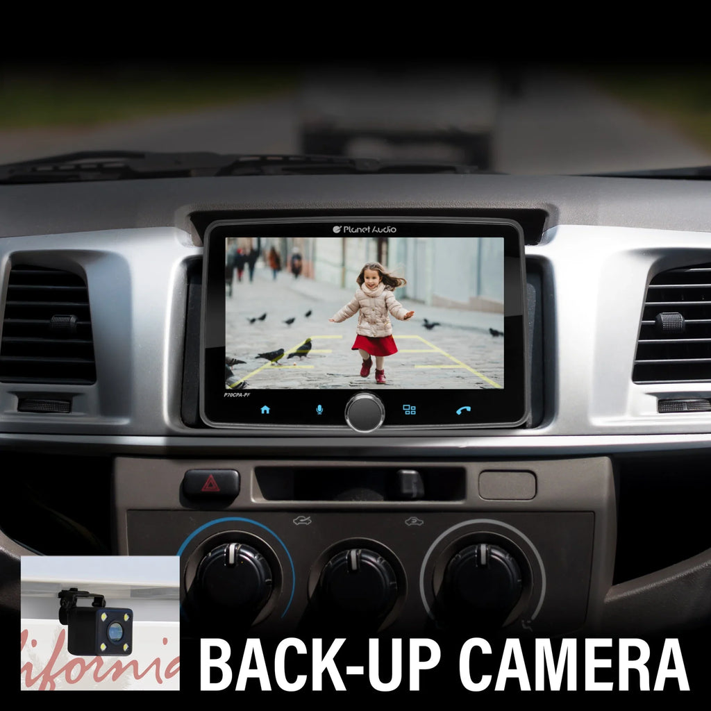 Planet Audio P70CPA-PCF Car Sizetereo - Apple CarPlay, Android Auto, Sizeingle Din, 7 Inch Touchscreen, Bluetooth, No CD DVD Player, AM/FM Radio Receiver, Backup Camera