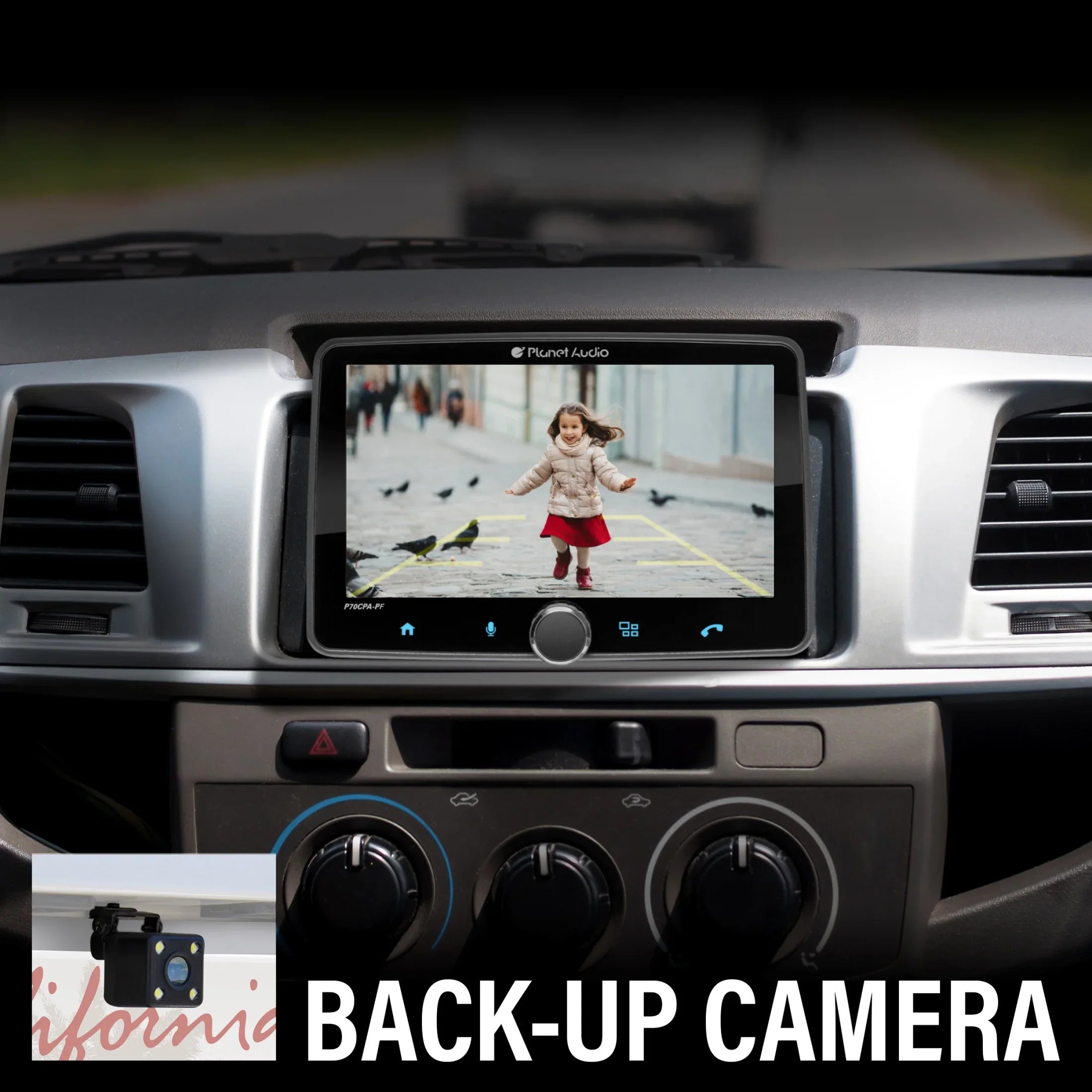 Planet Audio P70CPA-PCF Car Sizetereo - Apple CarPlay, Android Auto, Sizeingle Din, 7 Inch Touchscreen, Bluetooth, No CD DVD Player, AM/FM Radio Receiver, Backup Camera