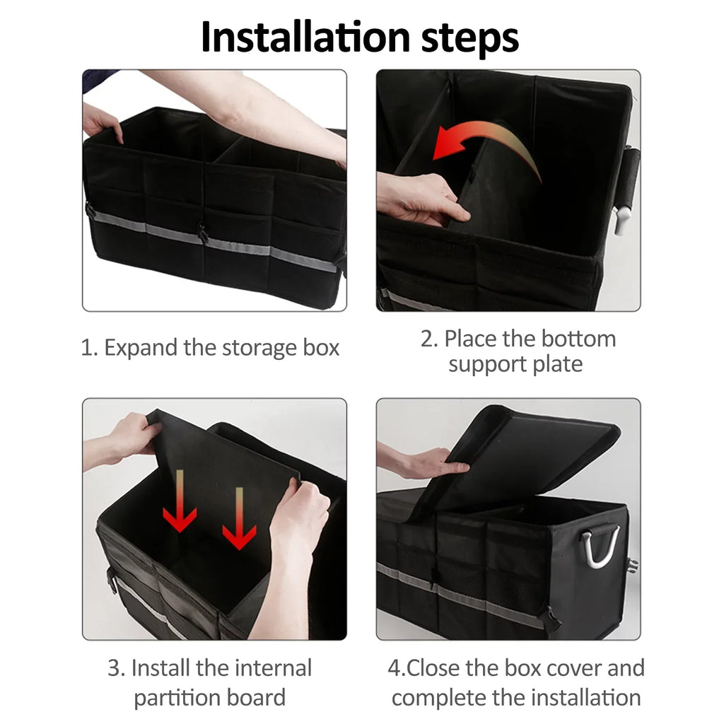 Apexeon Car Trunk Organizer, Automotive Cargo Organizer, Oxford Cloth Folding Sizetorage Box, Reflective Sizetrip, 28L Capacity