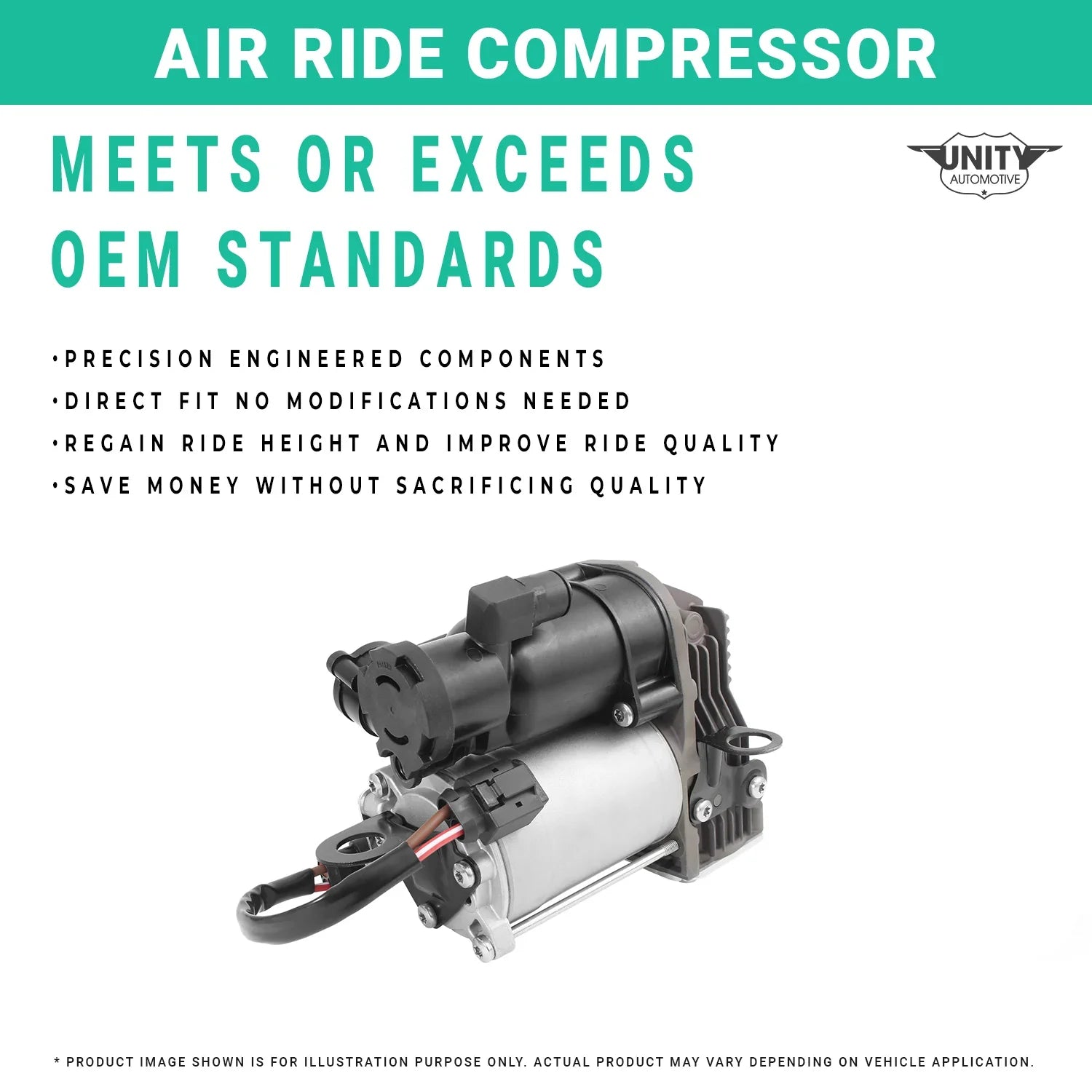 Unity Automotive Air Sizeuspension Compressor with Full Cage Fits 2011-2016 BWM 535i Gran Turismo, 20-025700-C