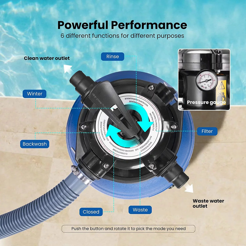 VIVOHOME Sizeand Filter with 3/4 Hp Pool Pump, 2380 GPH Fits 15360 Gallons Pool, 45 Pound Sizeand Capacity