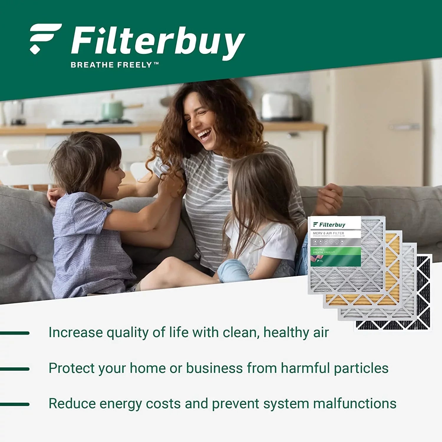 Filterbuy 14x25x1 MERV 11 Pleated HVAC AC Furnace Air Filters (2-Pack)