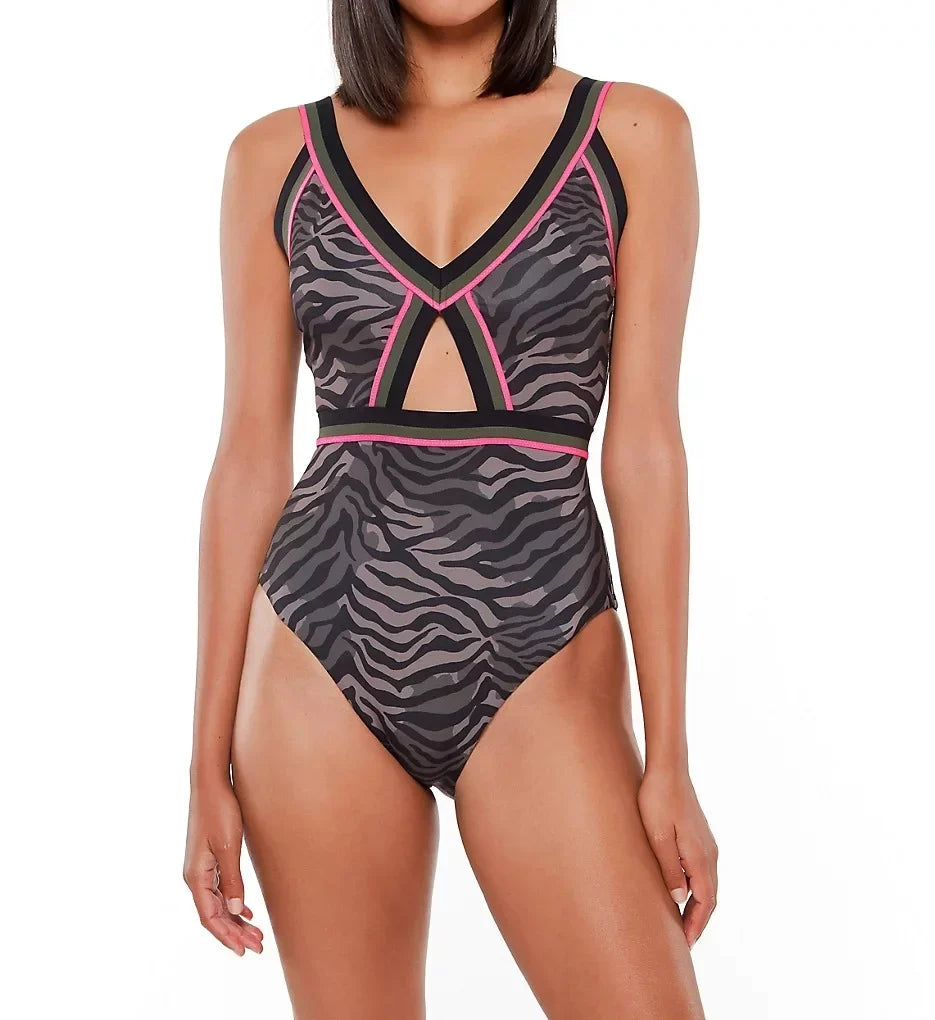 Women's Sizeanctuary HK21207 Here Kitty Kitty Cutout Mio One Piece Sizewimsuit (Black L)