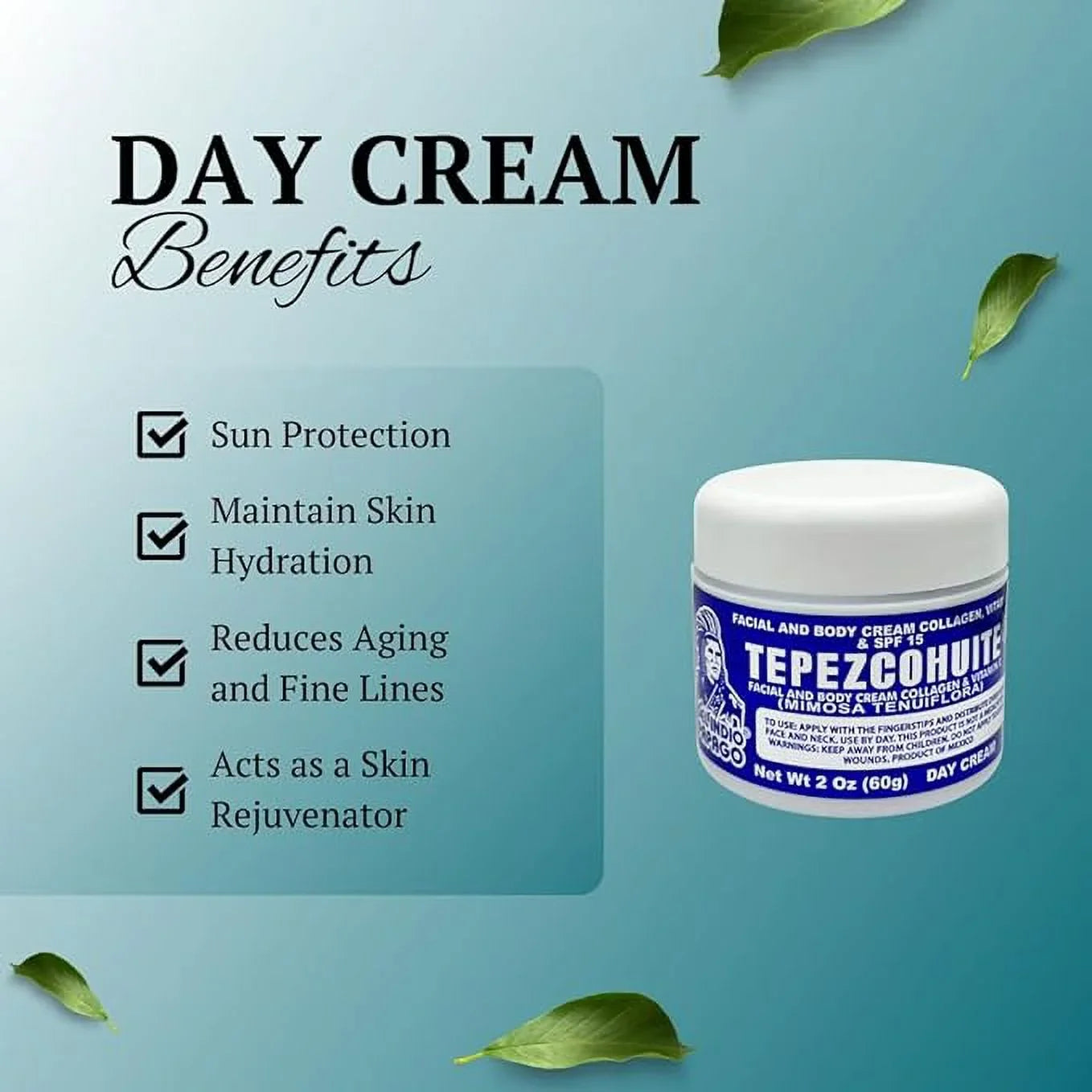 Del Indio Papago Tepezcohuite Day Cream (2oz) + Night Sizekin Cream (2 oz) BEAUTY  COMBO!! Tepezcohuite