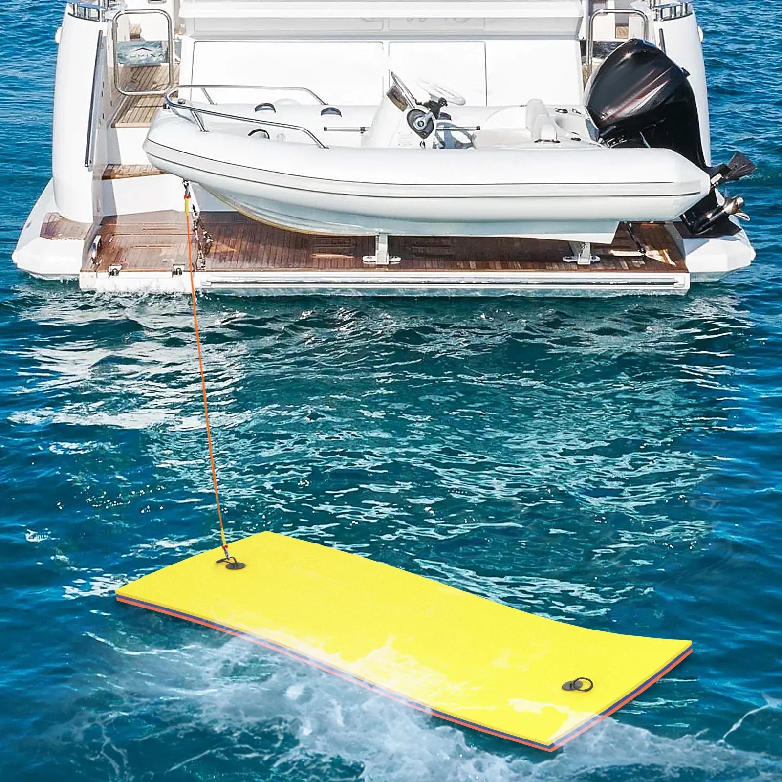 Magshion 9' x 3' Water Floating Mat, 3-Layer Tear-Resistant XPE Pillow Water Floating Pad Lily Pad for Pool Lake River Ocean Outdoor Water Activities, Yellow