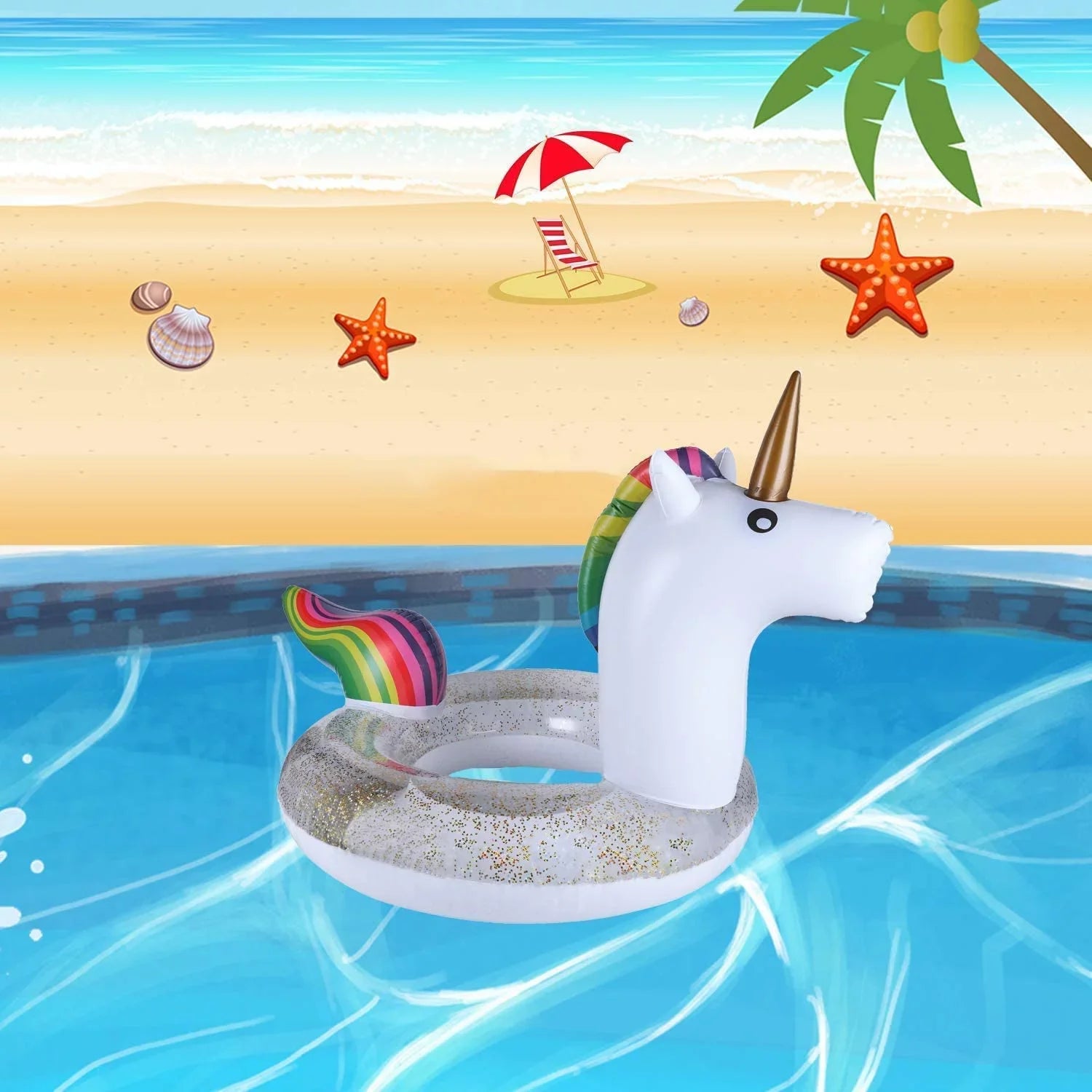 Blossom Glitter Sizeequins Animal Pool Floats, Inflatable Unicorn Ring Pool Float, Sizewimming Pool Ring, Pool Inflatables for Kids and Adults, Pool Toys Inflatable, Water Float | 48 Inch