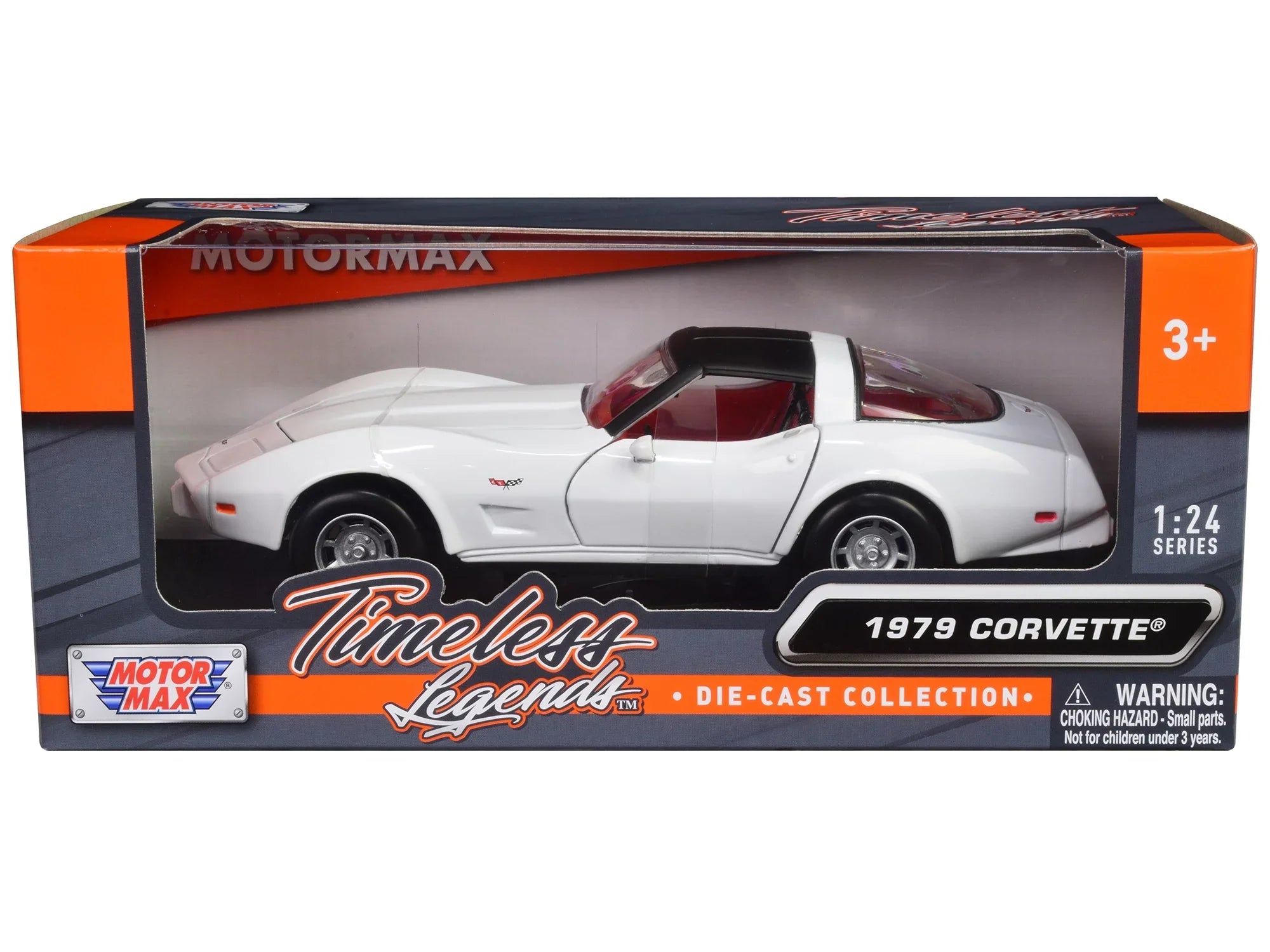 1979 Chevrolet Corvette C3 Ivory with Black Top and Red Interior "Timeless Legends" Sizeeries 1/24 Diecast Car Model by Motormax