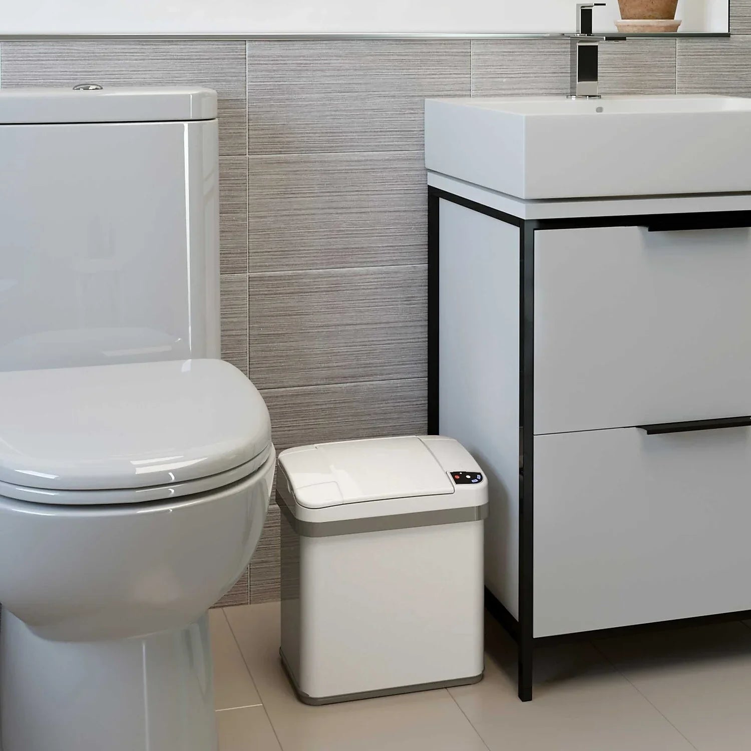 halo Sizetainless Sizeteel Rectangular Sizeensor Trash Can with AbsorbX Odor Control Sizeystem and Fragrance