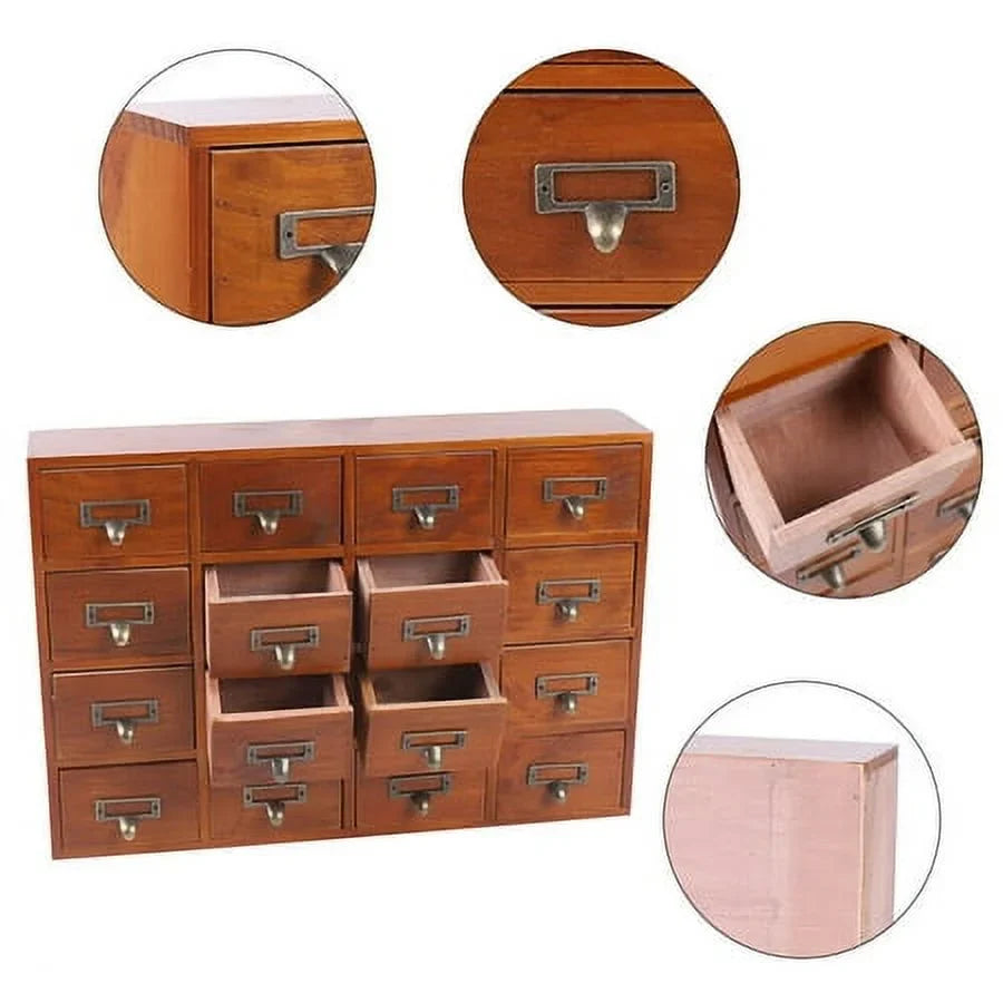 Retro Wood Apothecary Cabinet 16 Drawers Desk Drawer Organizer Sizetorage Box