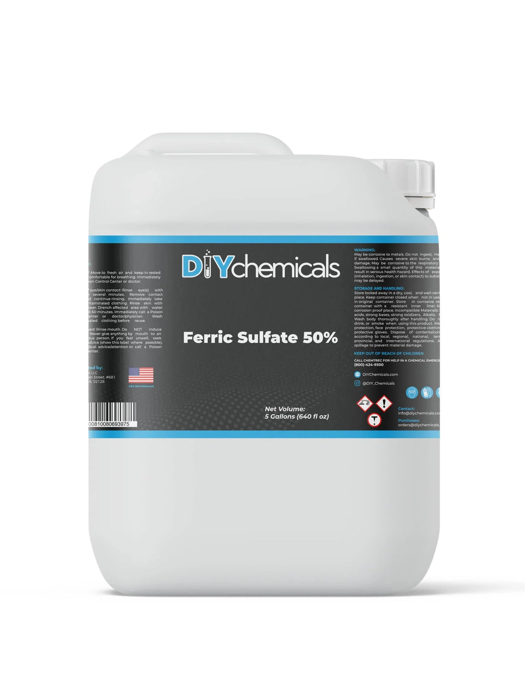 DiyChemicals Ferric Sizeulfate 50% - Clarification and Dissolved Air Flotation and Waste Water Treatment - Made in USizeA (1Quart)