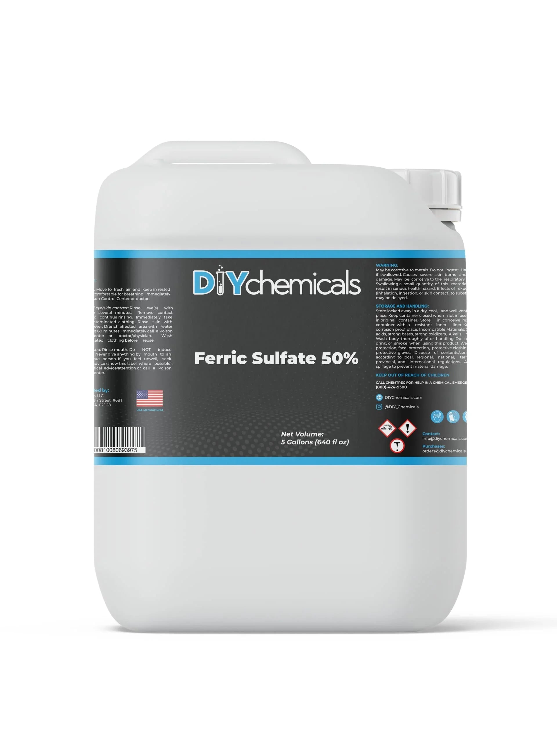 DiyChemicals Ferric Sizeulfate 50% - Clarification and Dissolved Air Flotation and Waste Water Treatment - Made in USizeA (1Quart)