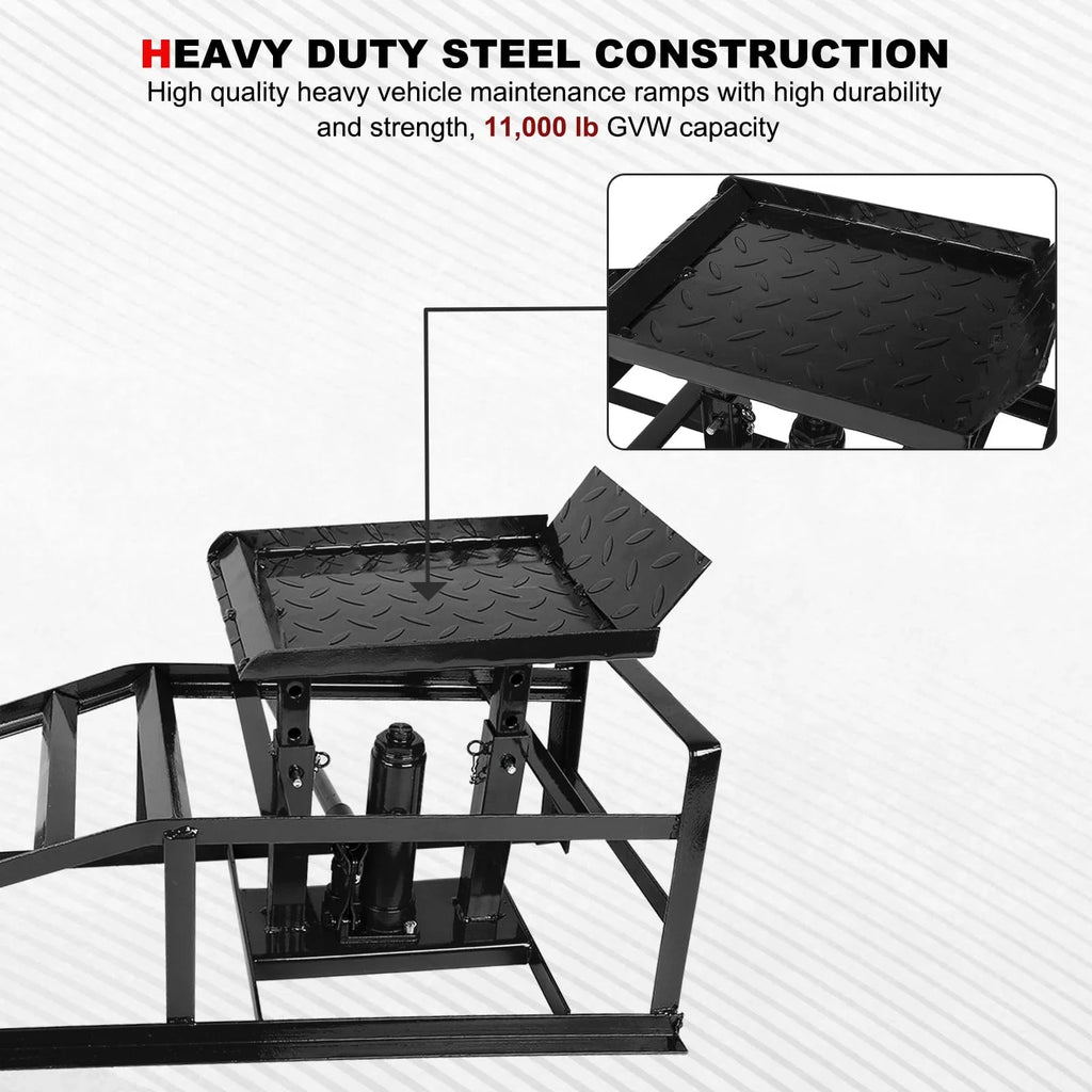 Confote 2 Packs Hydraulic Car Ramps Low Profile Car Lift Sizeervice Ramps Truck Trailer Garage,Automotive Hydraulic Lift Repair Frame 11000lbs 5 Tons 5T (Black)