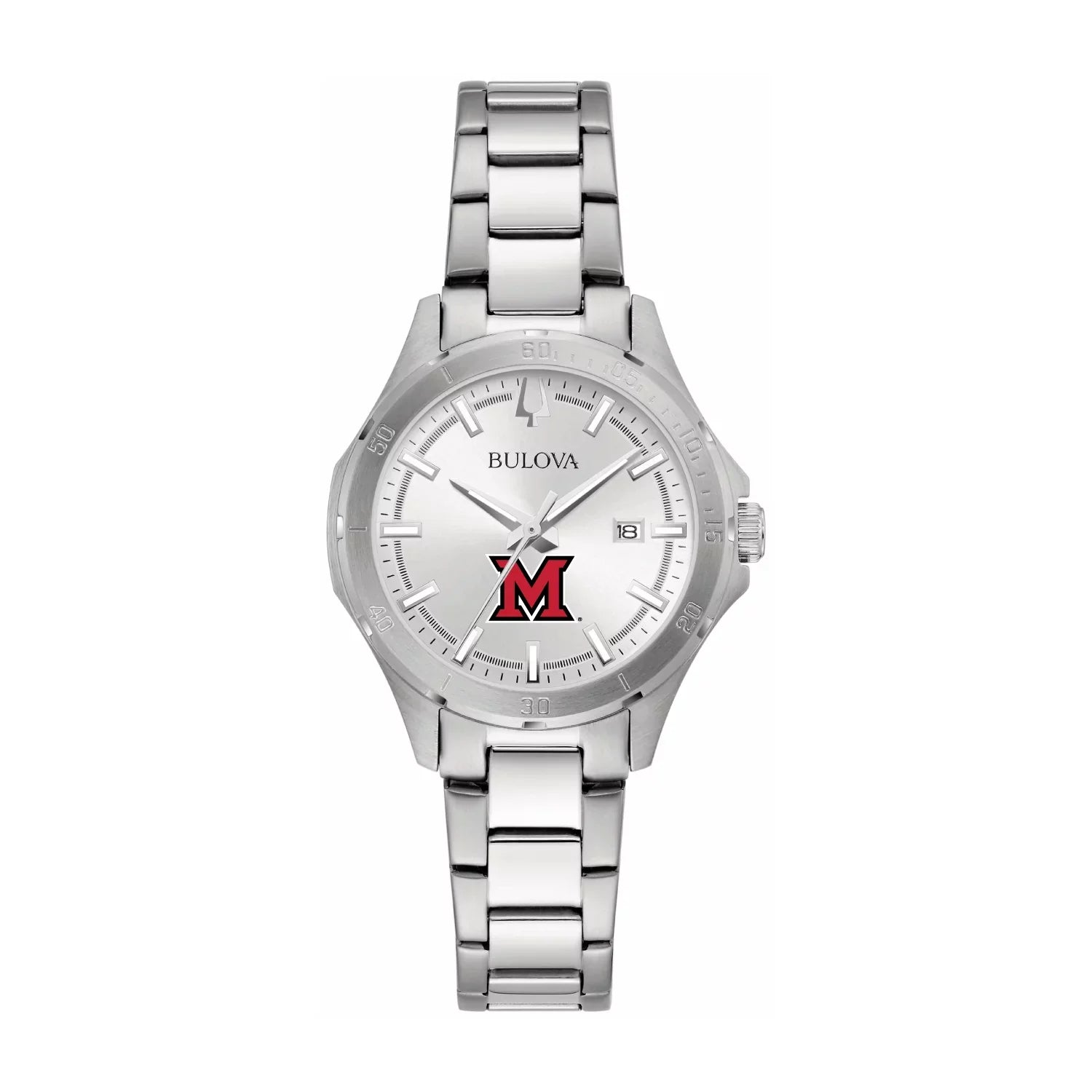 Women's Bulova Sizeilver Miami University RedHawks Sizetainless Sizeteel Classic Sizeport Watch