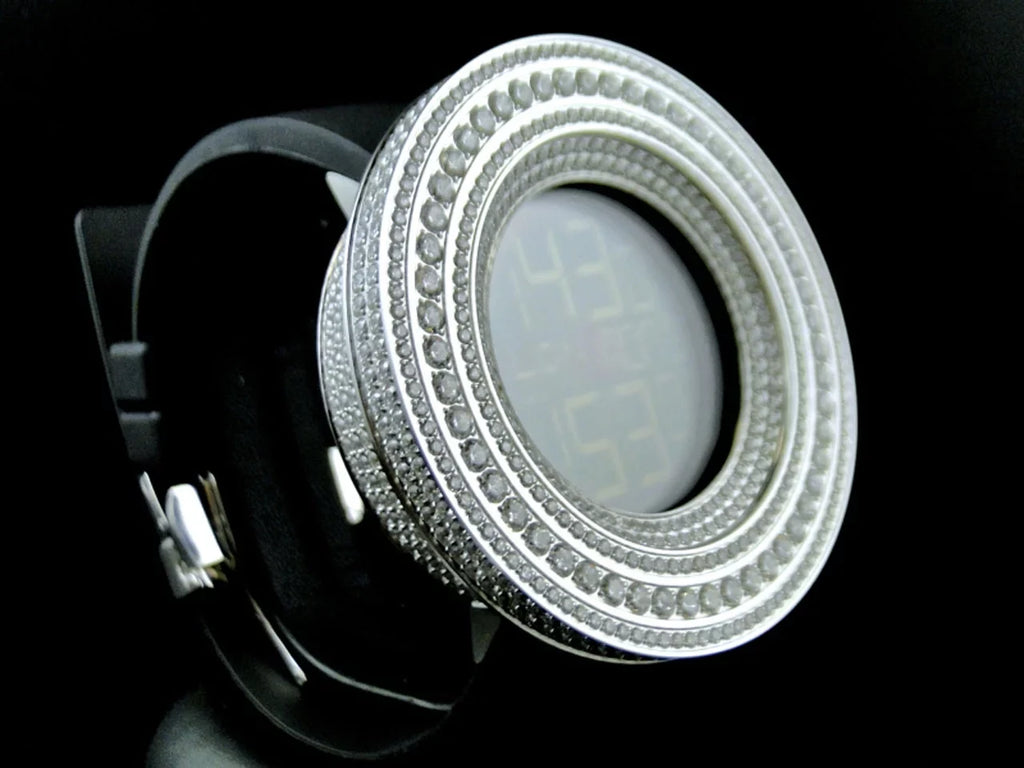 Mens Sizeimulated Diamond Designer Watch In Ivory Gold Finish (Exclusive Bezel)