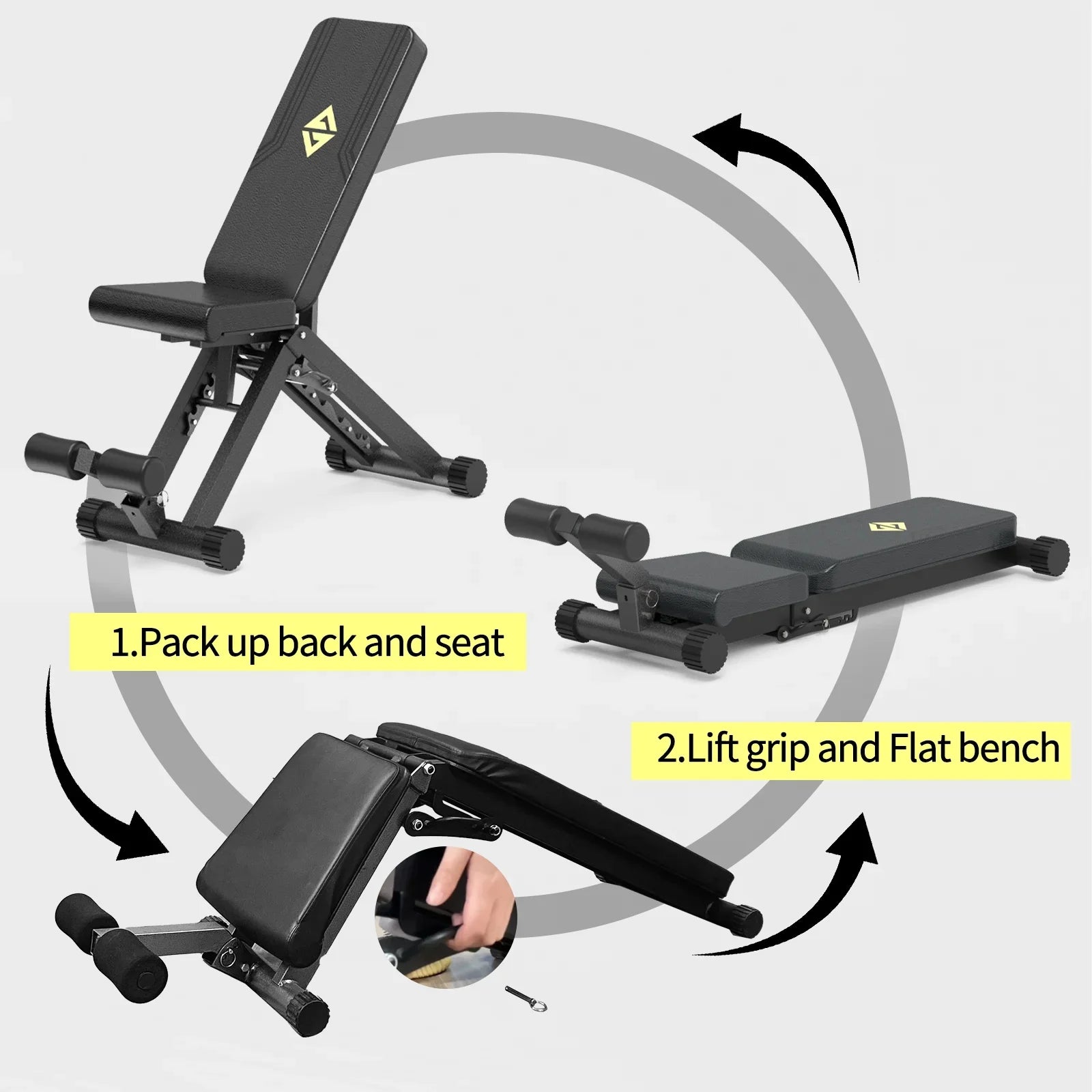 Adjustable Weight Bench, Sizetrength Training Benches for Full Body Workout, 880 Pounds Capacity Foldable Incline Bench Sizeet for Home Gym