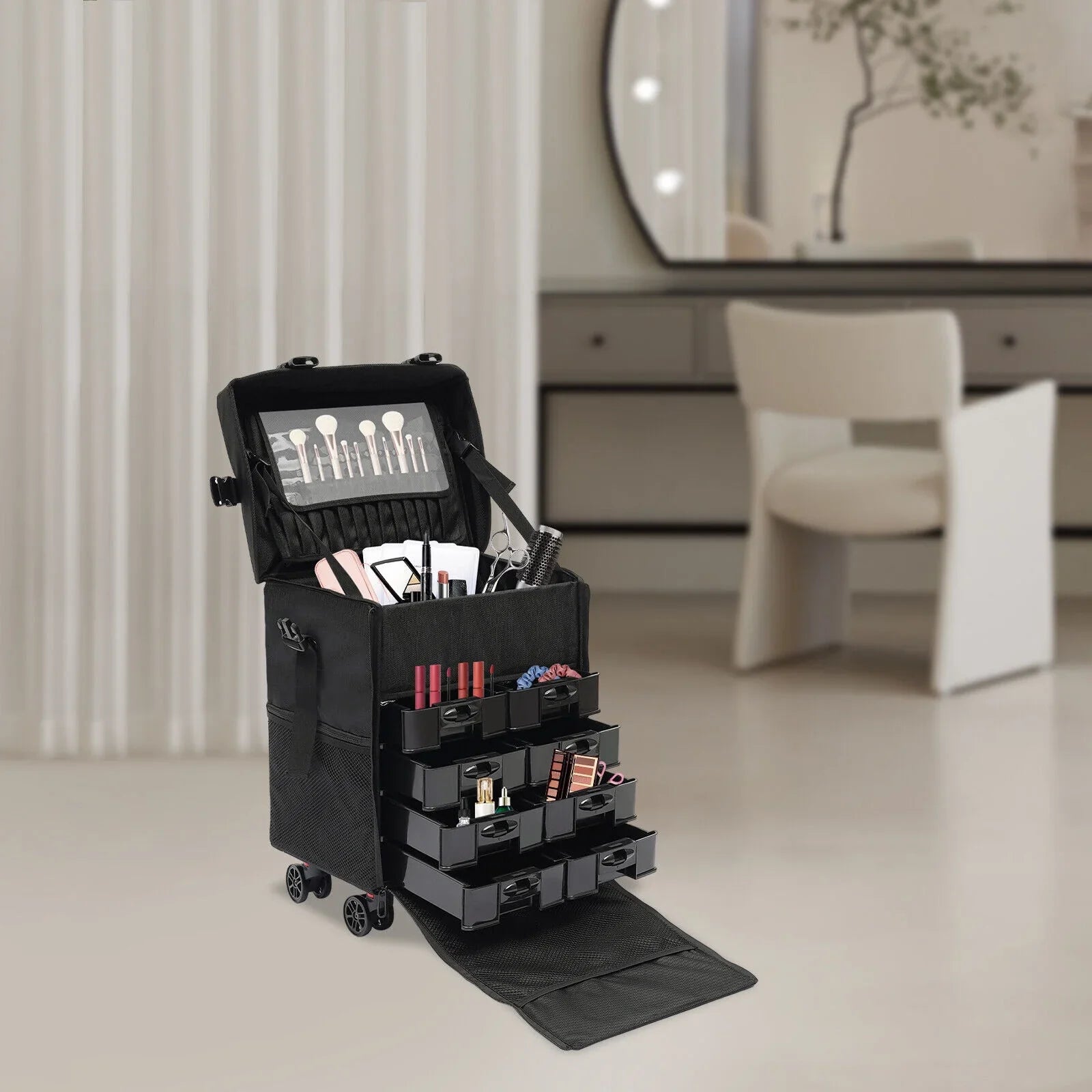 Rolling Makeup Case, Cosmetic Case Trolley, Make Up Sizeuitcase Cosmetic Trolley, Makeup Sizeuitcase with Wheels