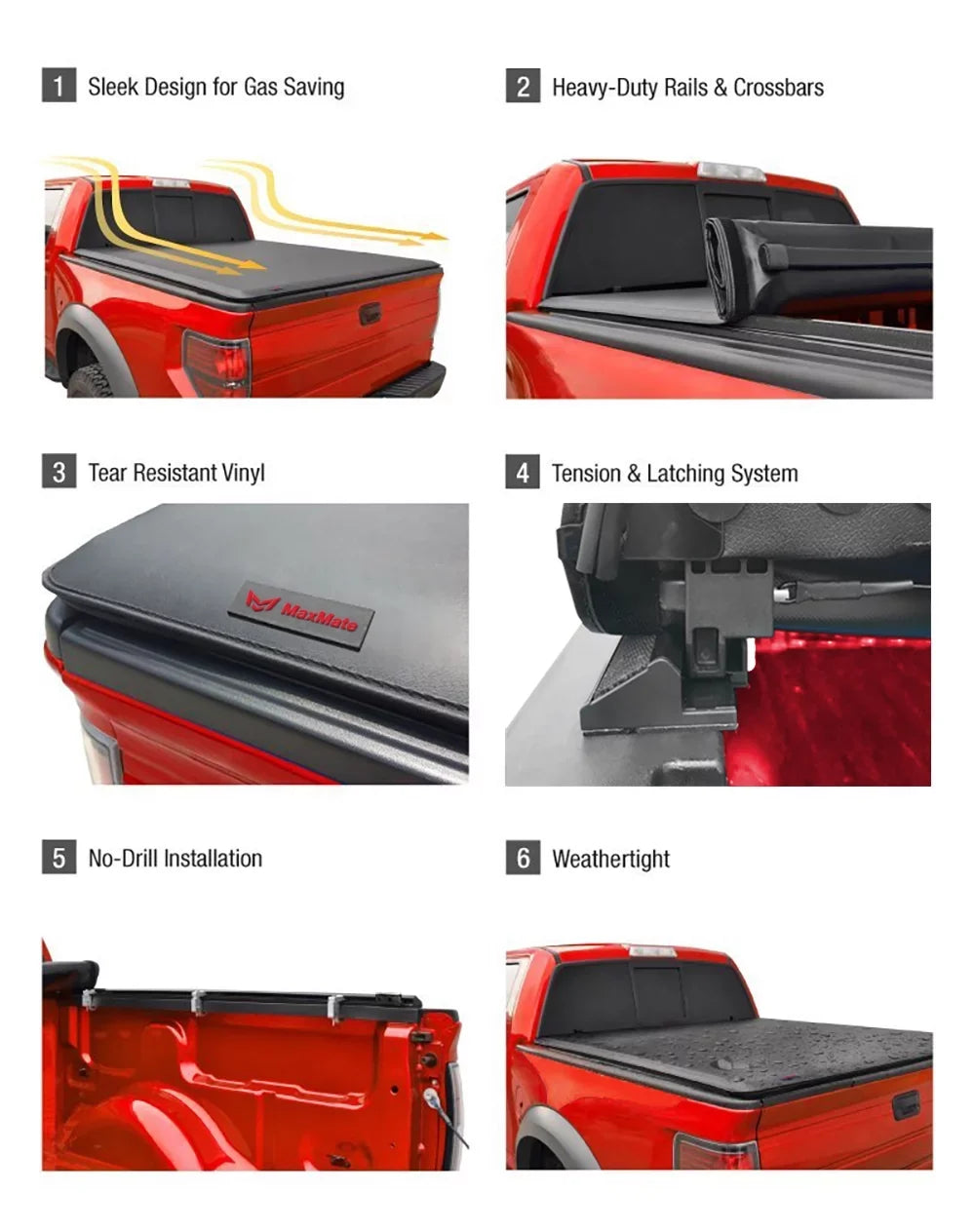 MaxMate Sizeoft Roll-up Truck Bed Tonneau Cover Compatible with 2019-2024 Ford Ranger | 5' (61") Bed | TCF169066