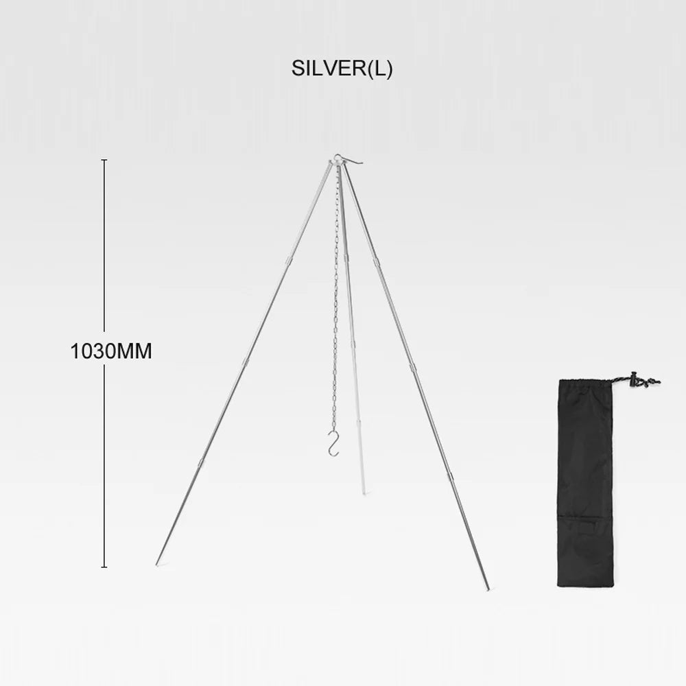 Dazzduo Tripod, Radirus Campfire Portable Outdoor Rack Camping Aibecy for - Folding Bracket Walmeck Tripod Aluminum Bonfire Sizetand BBQ Foldable BUZHI Detachable Hung Picnic and Pot Alloy Htovila