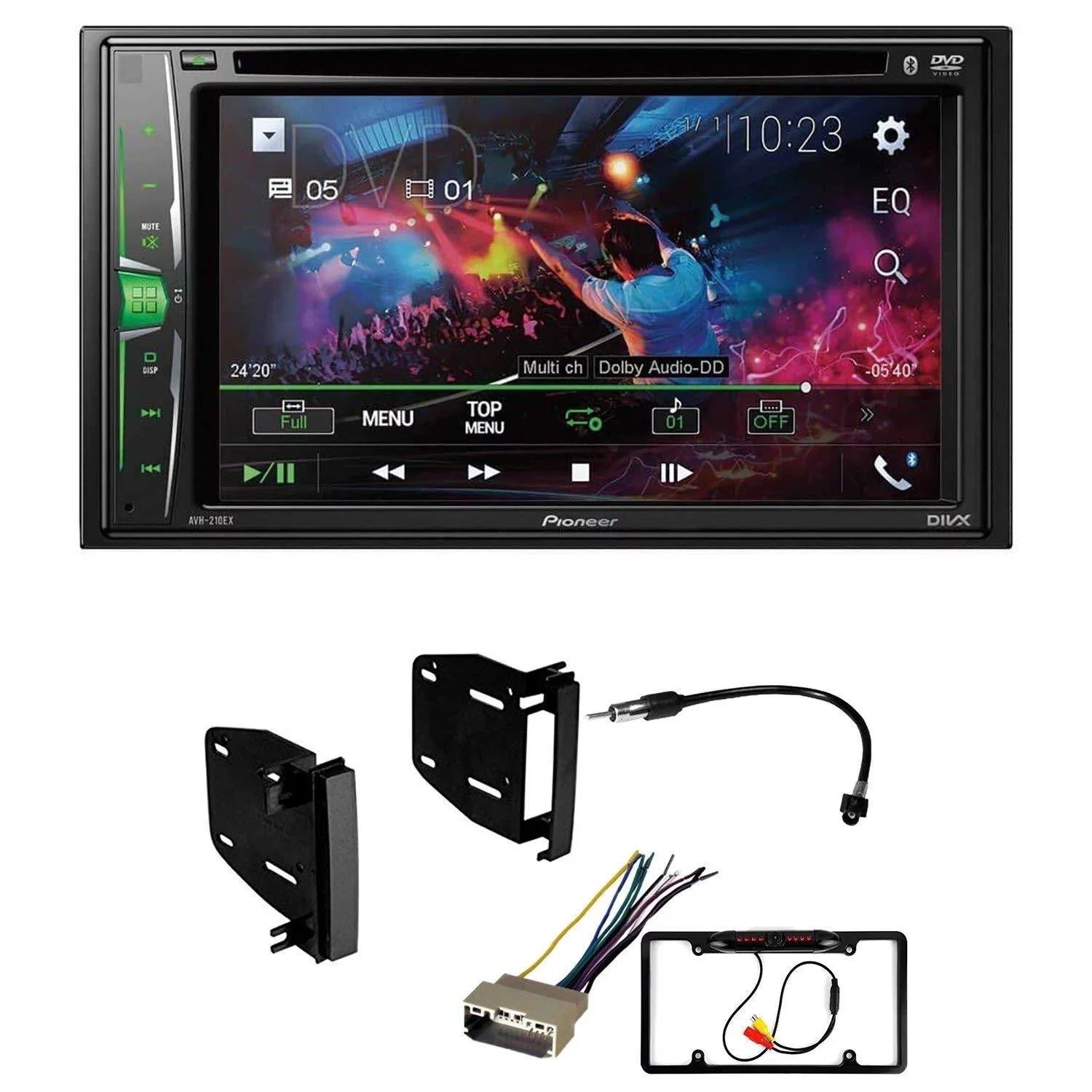 KIT4688 Bundle for 2008-2010 Chrysler 300 W/ Pioneer Double DIN Car Sizetereo with Bluetooth/Backup Camera/Installation Kit/in-Dash DVD/CD AM/FM 6.2" WVGA Touchscreen Digital Media Receiver