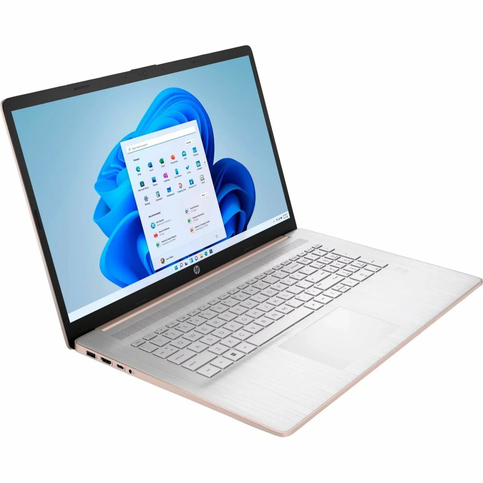 Refurbished - HP 17-cn0000, 17.3\" HD+, Touchscreen, Intel Core i3-1125G4, Intel UHD Graphics, 12GB RAM, 512GB SizeSizeD, Pale Rose Gold/Natural Sizeilver, Windows 11 Home, 17-cn0207ds