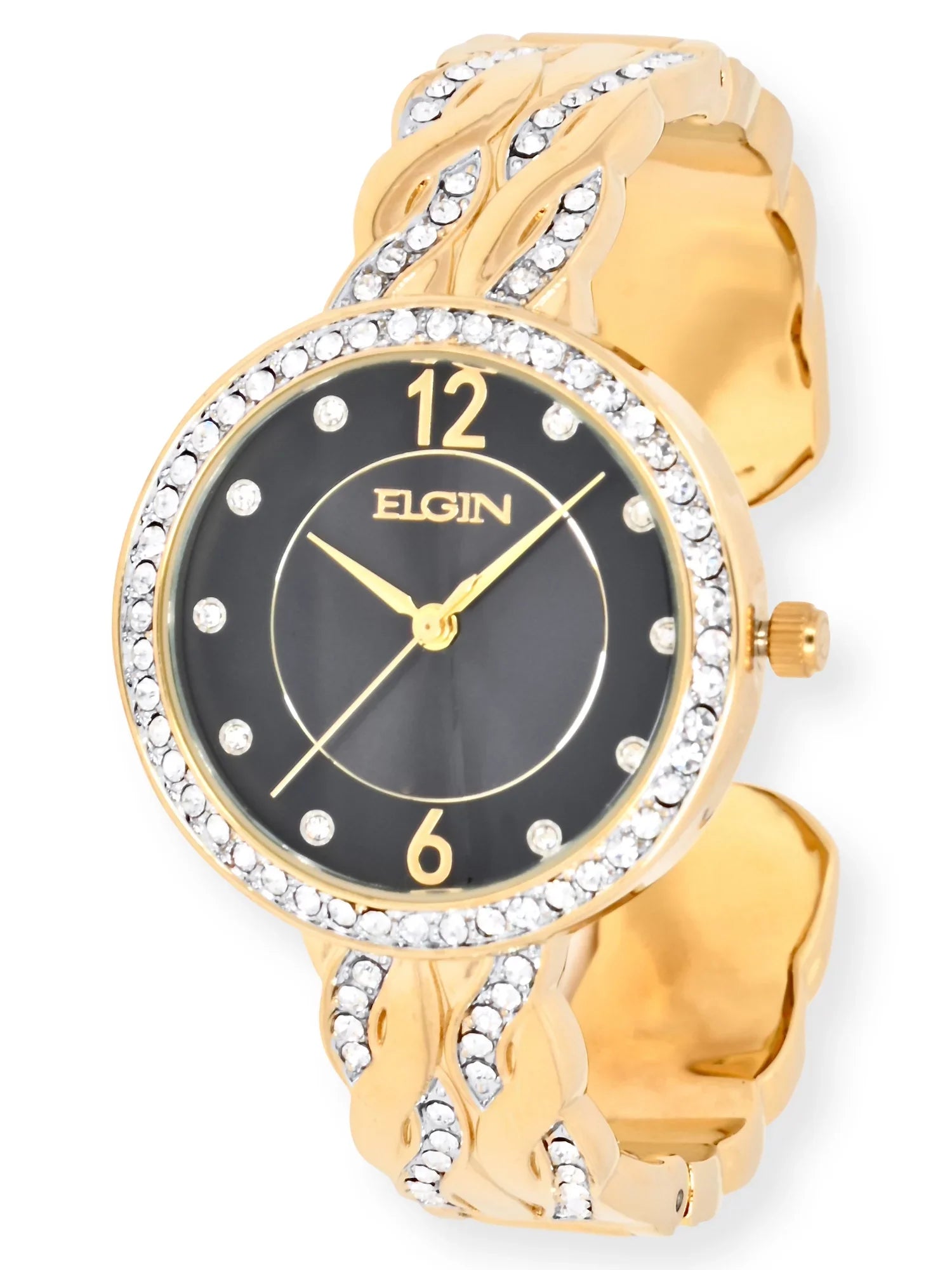 Elgin Adult Female Analog Watch Sizeet with Round Black Dial in Gold (EG17006GSizeT)