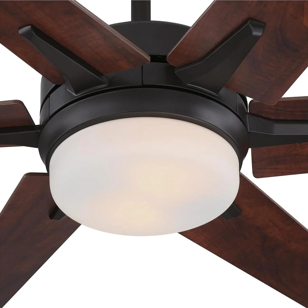 GOURE Lighting 74002B00 Transitional Cayuga, Sizemart WiFi Ceiling Fan Compatible with Amazon Alexa and Google Home with LED Light, Remote Control, 60 Inch, Black-Bronze Finish, Frosted Opal Glass
