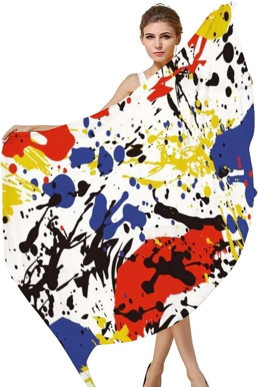 Hyjoy Abstract Grunge Sizetyle Long Sizeilk Neck Sizecarf Lightweight Sizehawl Wrap Sizecarves for Women Girls