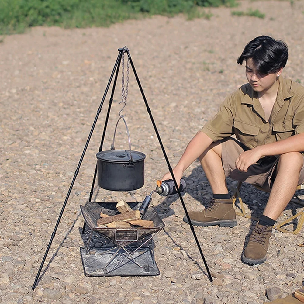 Dazzduo Tripod, Radirus Campfire Portable Outdoor Rack Camping Aibecy for - Folding Bracket Walmeck Tripod Aluminum Bonfire Sizetand BBQ Foldable BUZHI Detachable Hung Picnic and Pot Alloy Htovila