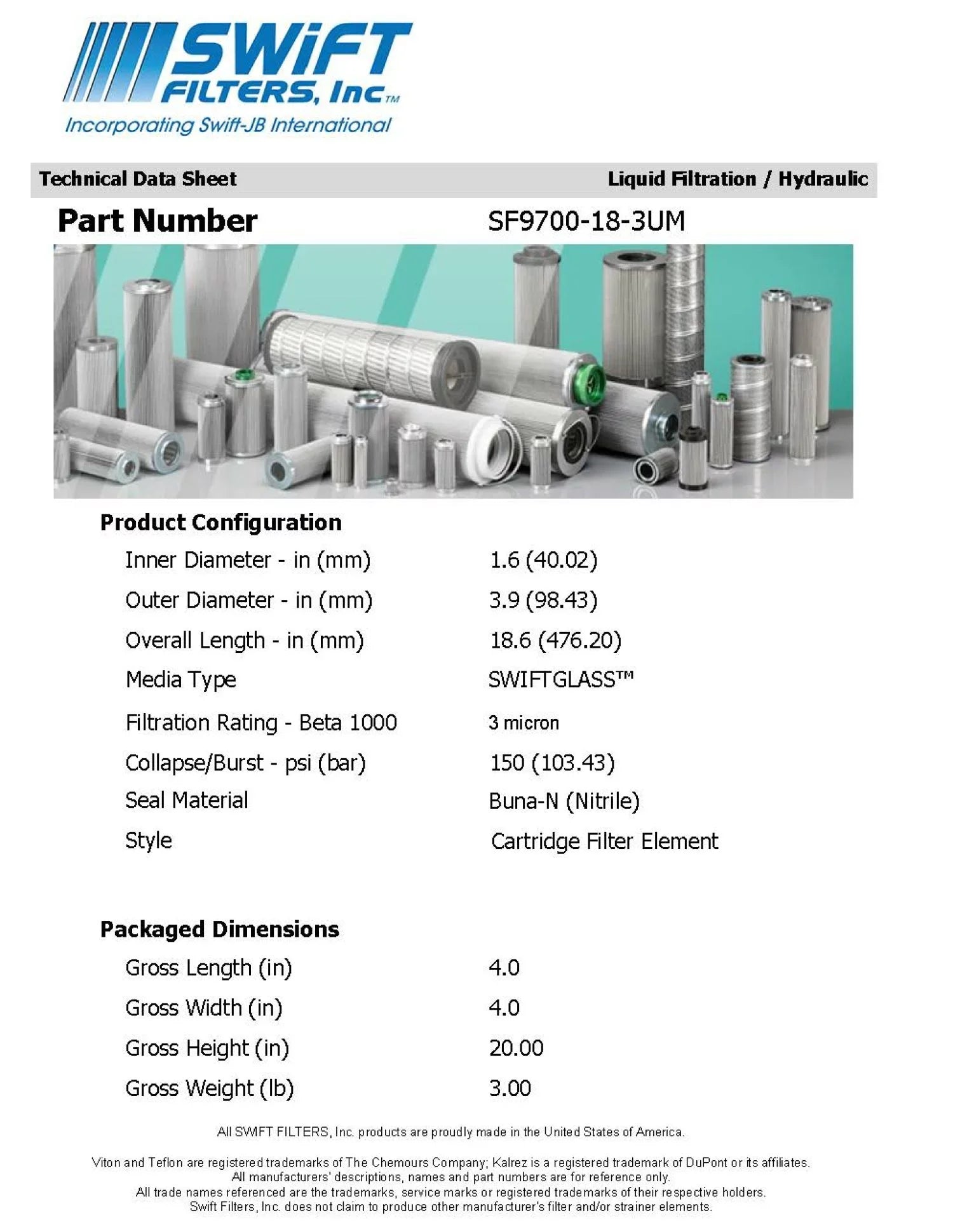 Direct Interchange for FLEETGUARD HF6215 Cartridge Filter Element  Microglass 3 Micron