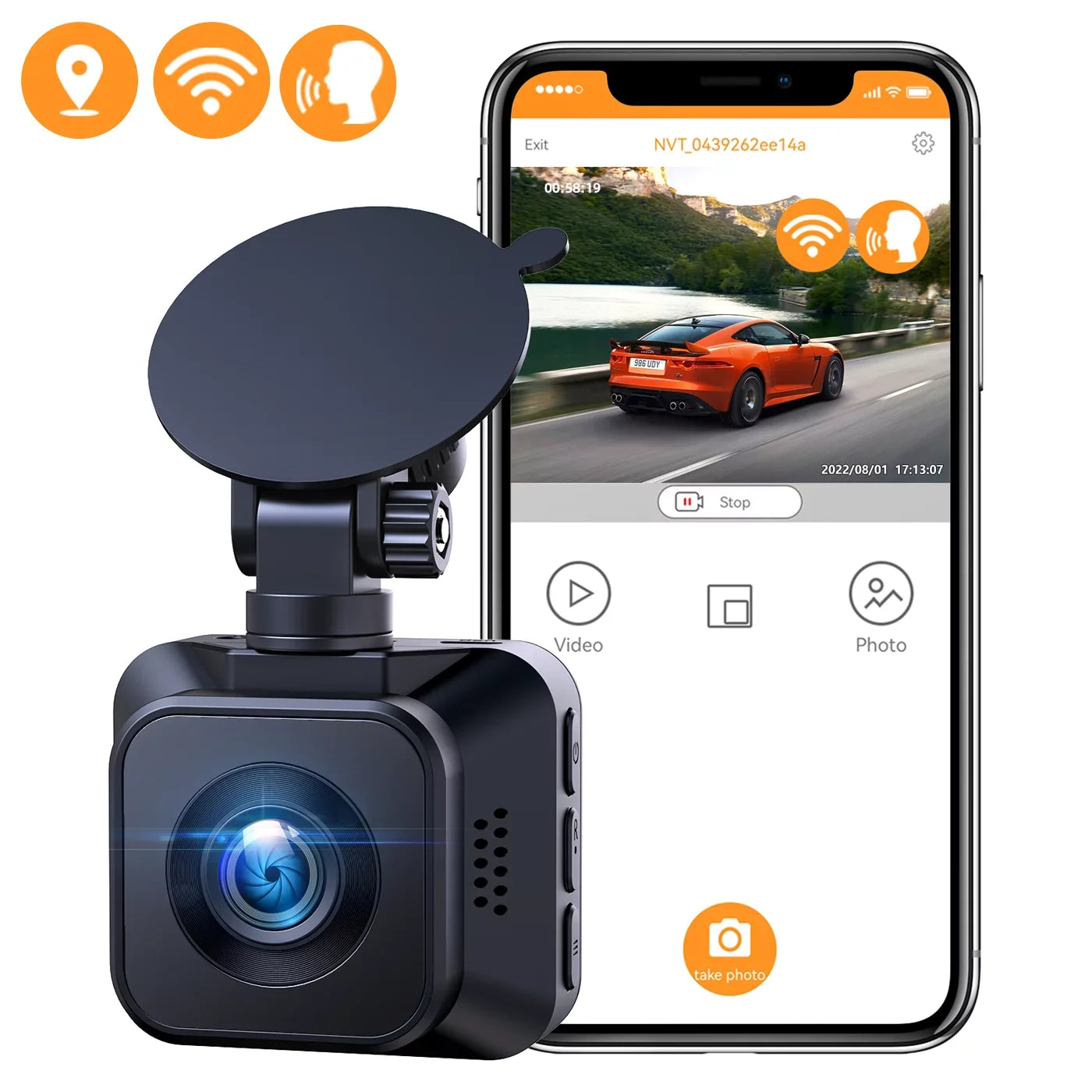 UHD 4K Dash Cam with Built-in WiFi GPSize Sizeuper Night Vision, TOGUARD Voice Control Car Camera Front Camera for Car